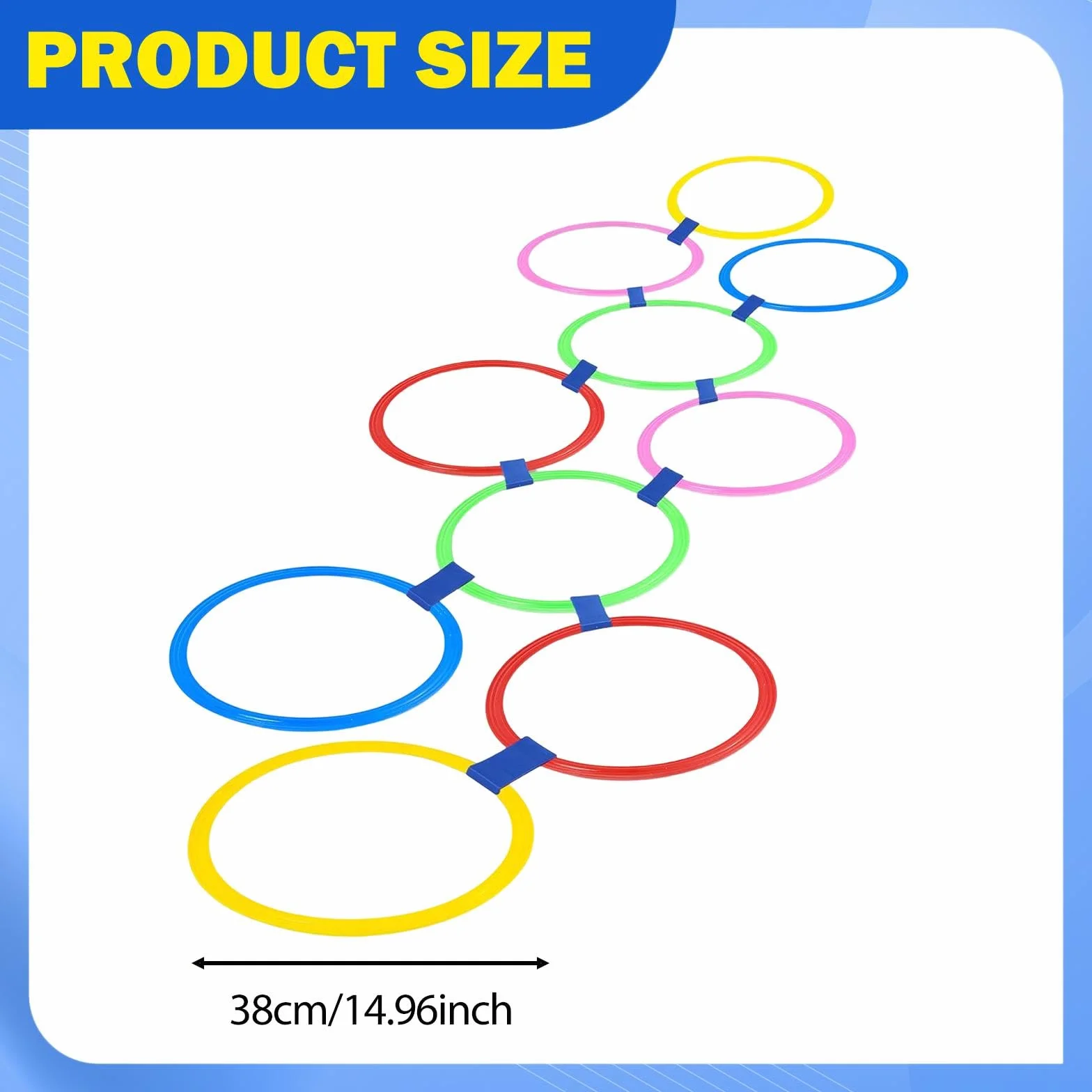 Jeu d'anneaux de Marelle 10 Pièces 38cm Cerceaux d'agilité Multicolores pour Enfants avec Sac de Lancer
