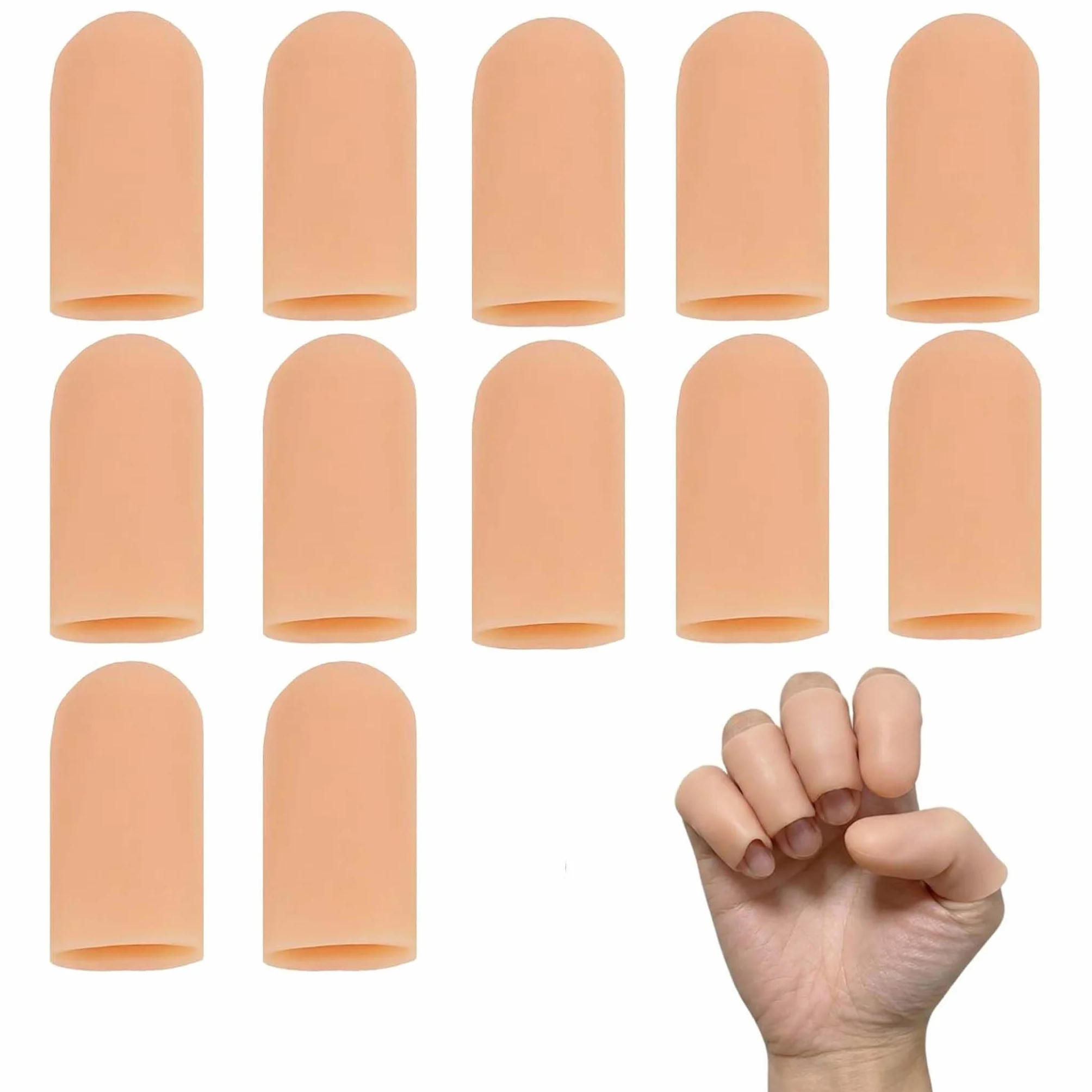 Lot de 12 Protège-Doigts en Silicone Souple, Doigtiers en Gel Réutilisables pour Pouce et Doigts, Protection Imperméable