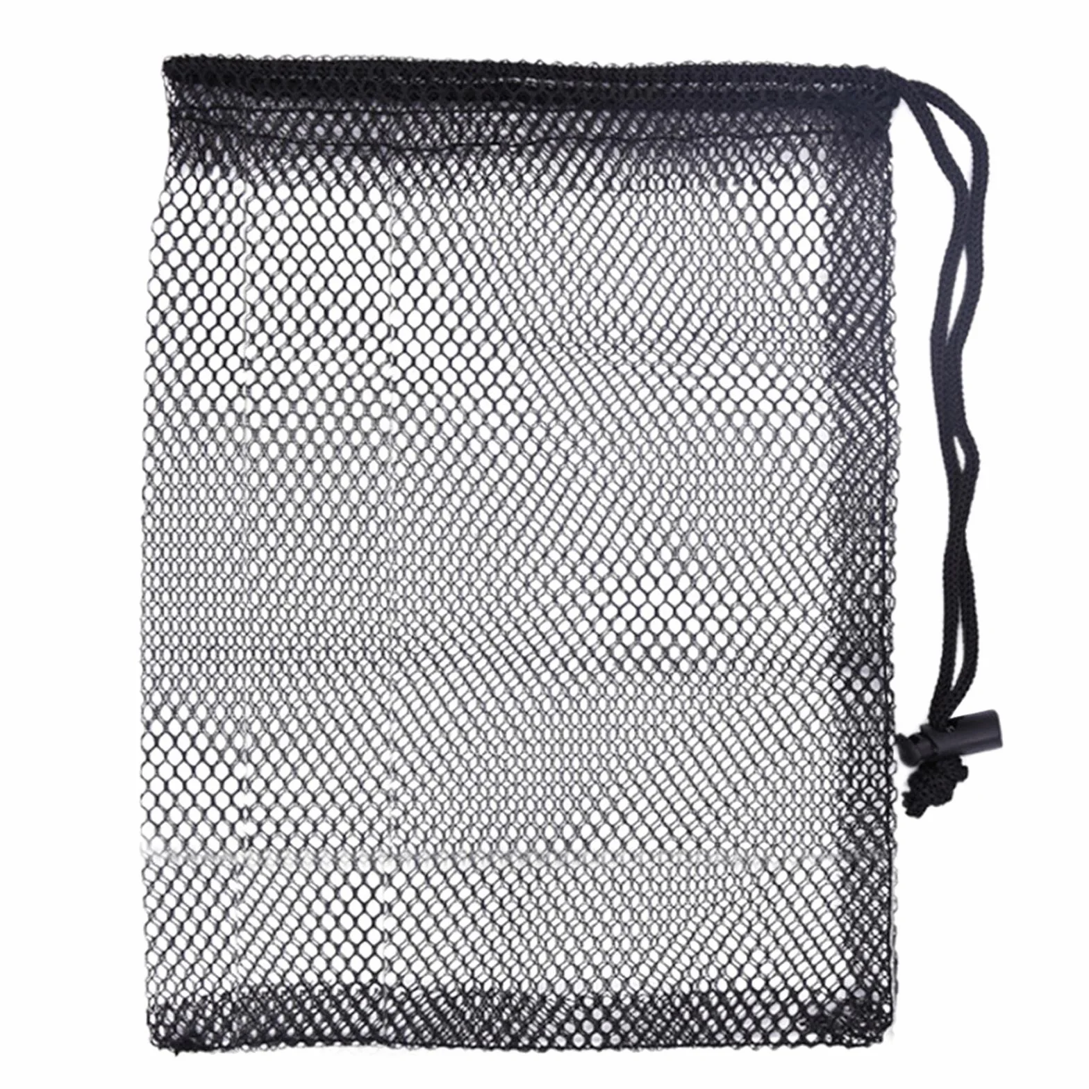 Sac de balle de golf noir en maille nylon solide et légère avec cordon de serrage