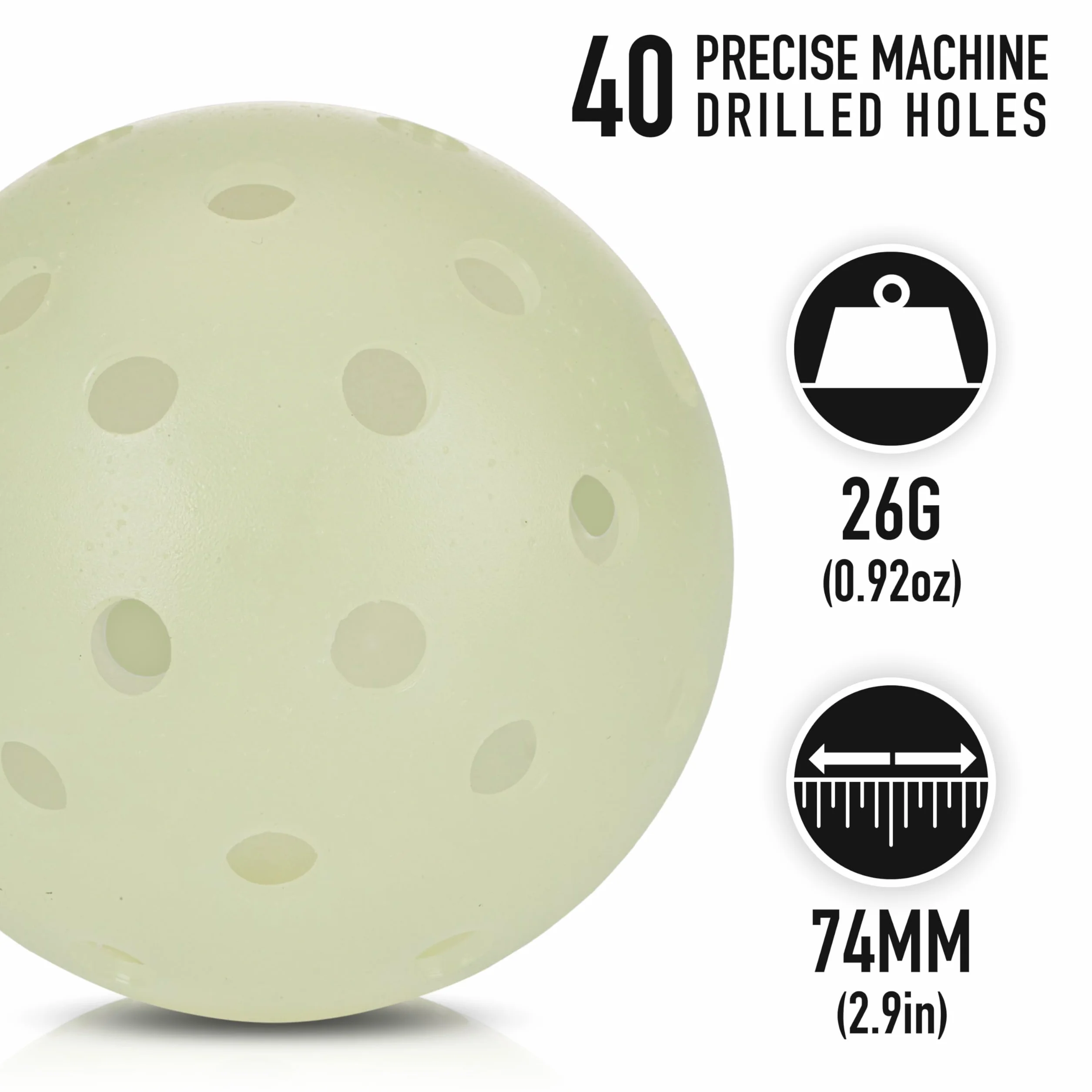 Franklin Sports Balles de Pickleball Phosphorescentes Lot de 12 Extérieures Vert