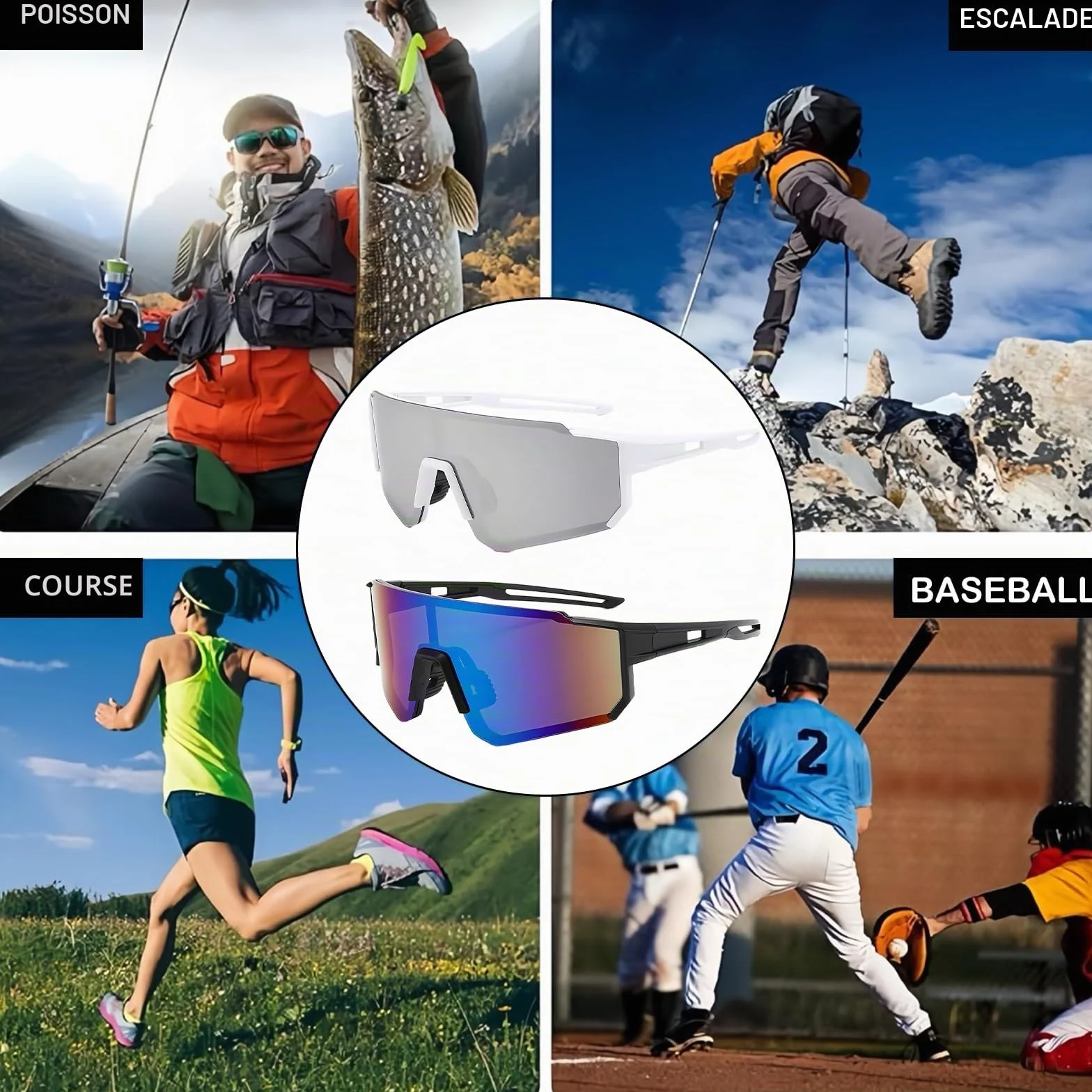 DabbOo Lunettes de Cyclisme Polarisées Homme Femme Protection UV400 pour Running Course à Pied Ski