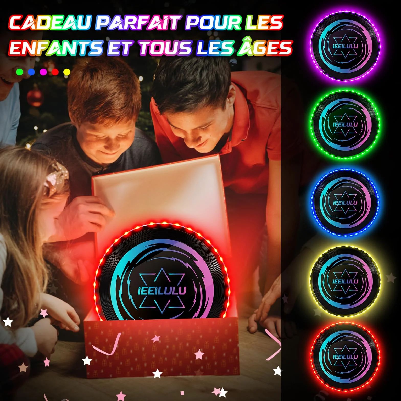Disque Volant Lumineux LED 49 Lumières, Ultimate Frisbee Réutilisable pour Adultes Enfants Plage Pelouse