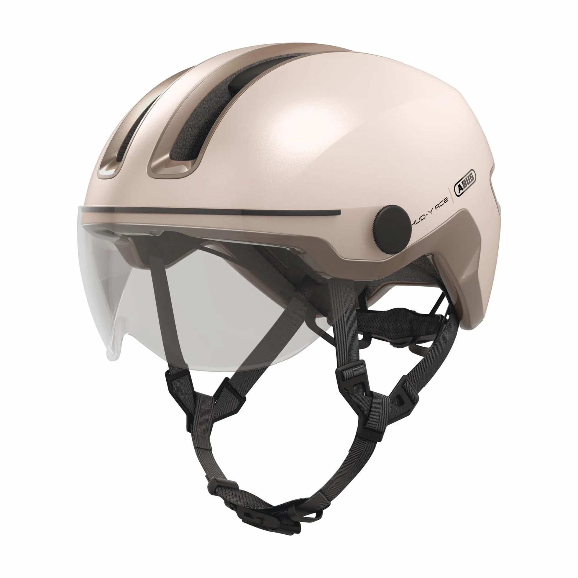 ABUS Casque de Ville HUD-Y ACE Casque de vélo avec visière et feu arrière LED magnétique Rechargeable