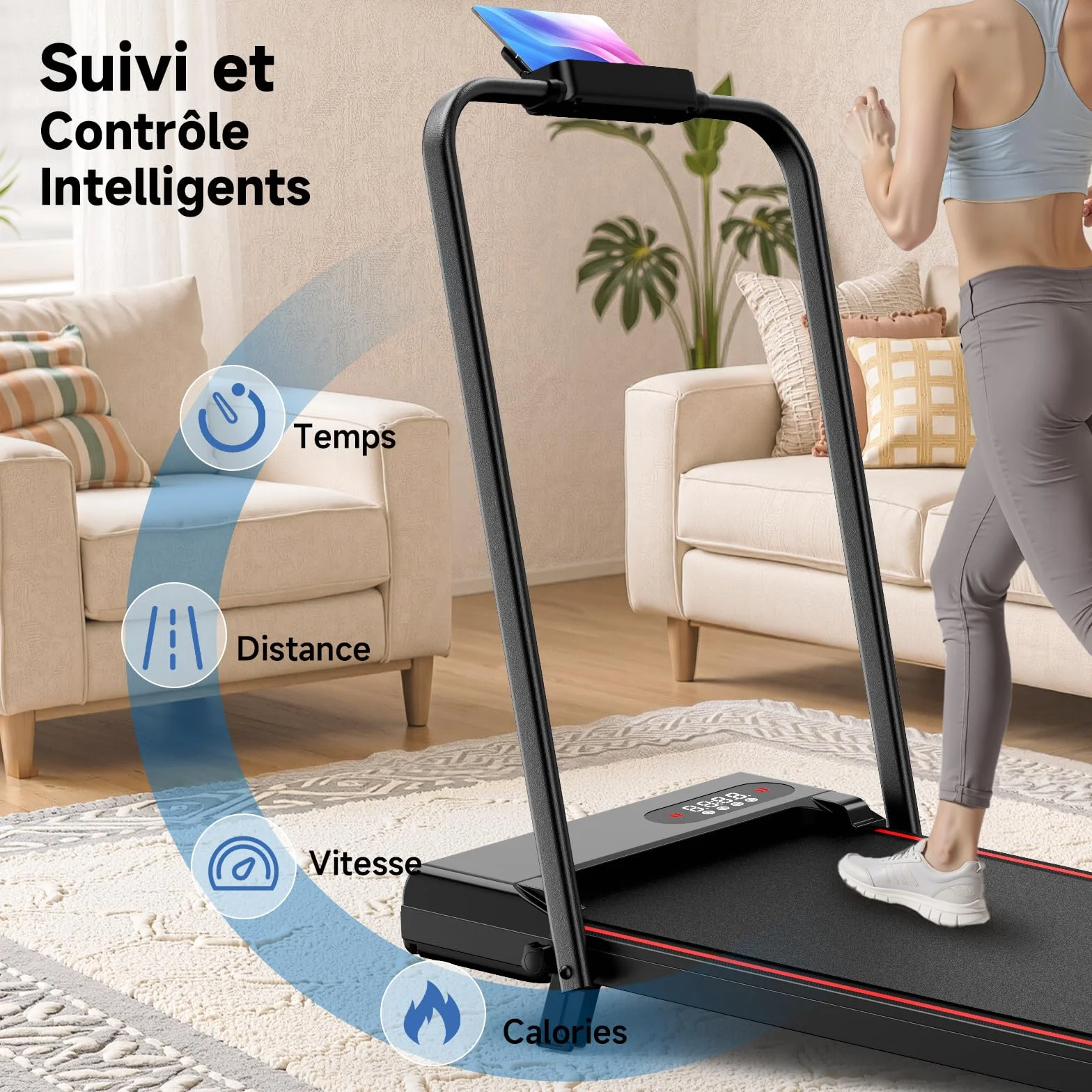 Tapis de Course Pliable avec Pente Réglable 7% – Tapis Roulant Électrique Silencieux 8 km/h, Moteur 2,5HP, Surface Large 40cm, Charge 130kg