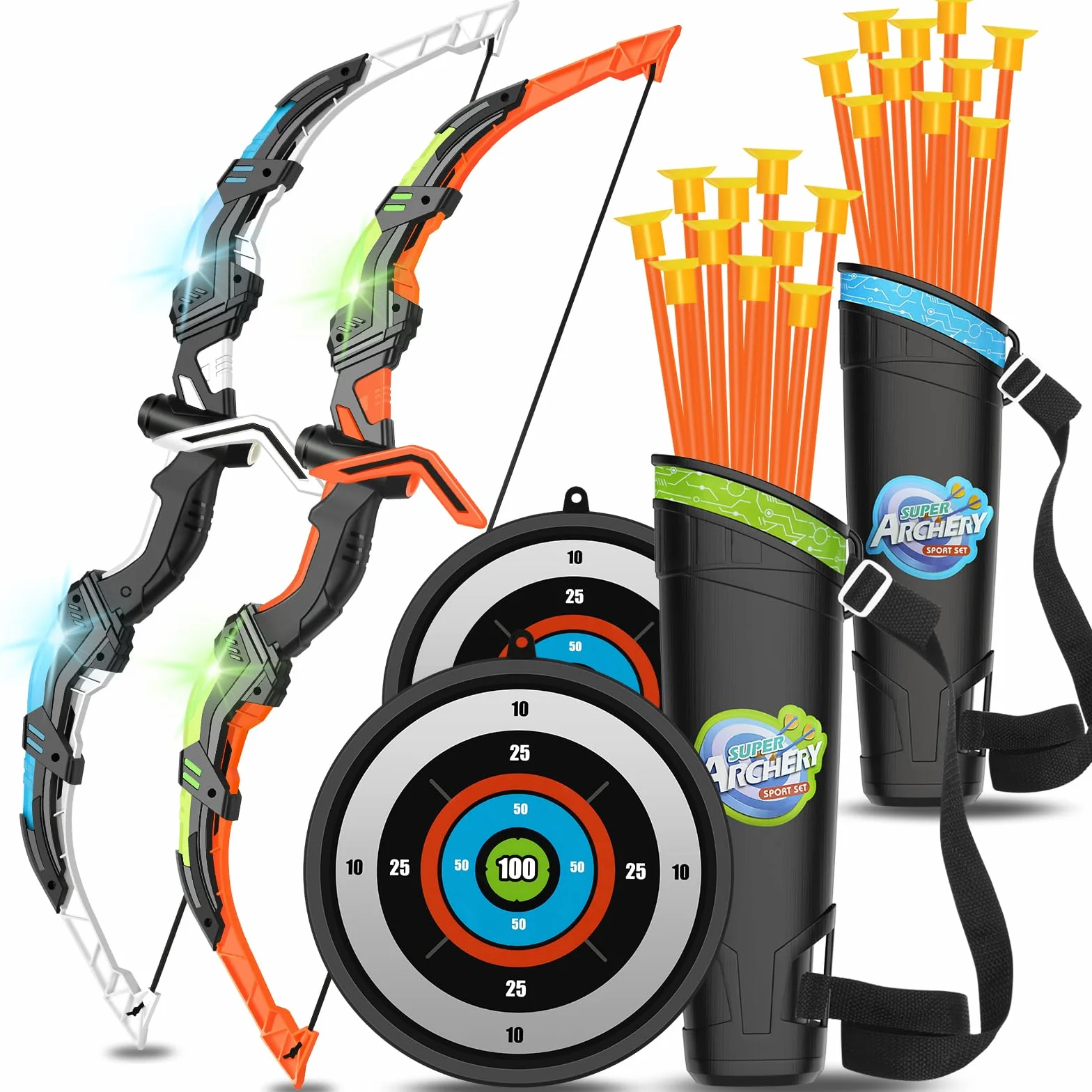 Jeux Exterieur Enfant Tir à l'arc Lumineux 3-12 Ans Garçons Filles Cadeau Jouet