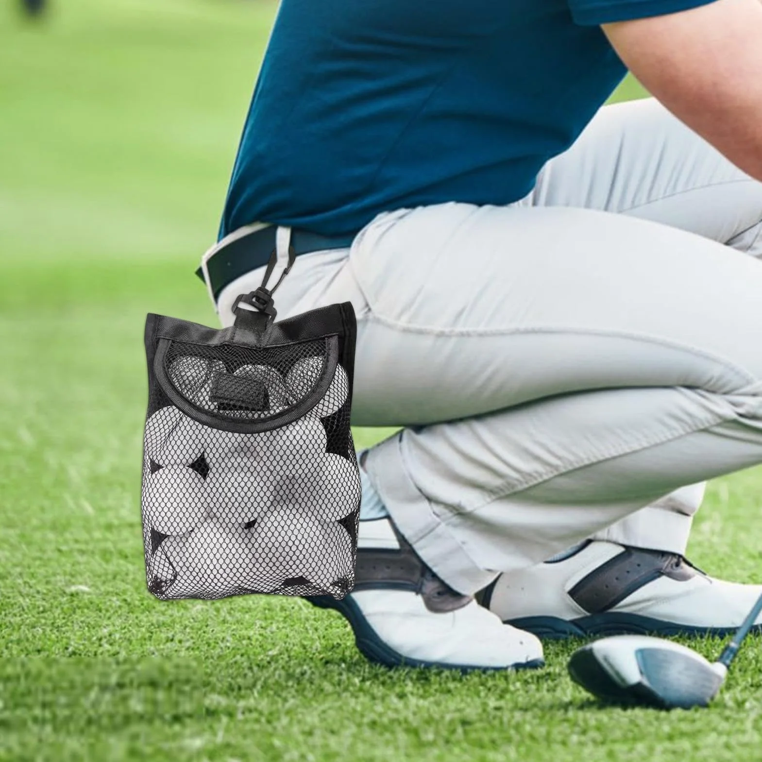 Sacs en maille de nylon pour balles de golf – Sac de rangement filet 18 balles