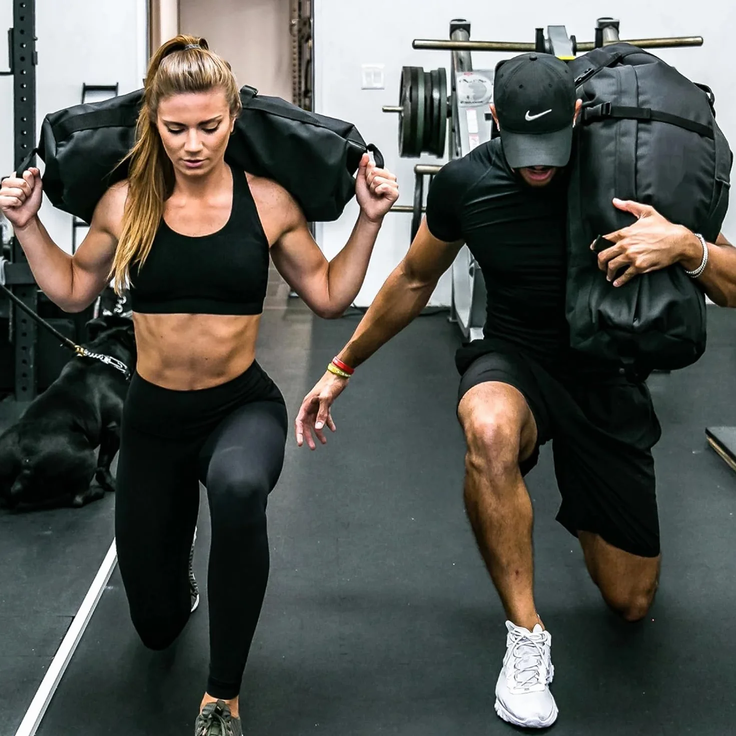 Sac de Sable Fitness Réglable Lesté avec Poignées pour Entraînement de Puissance