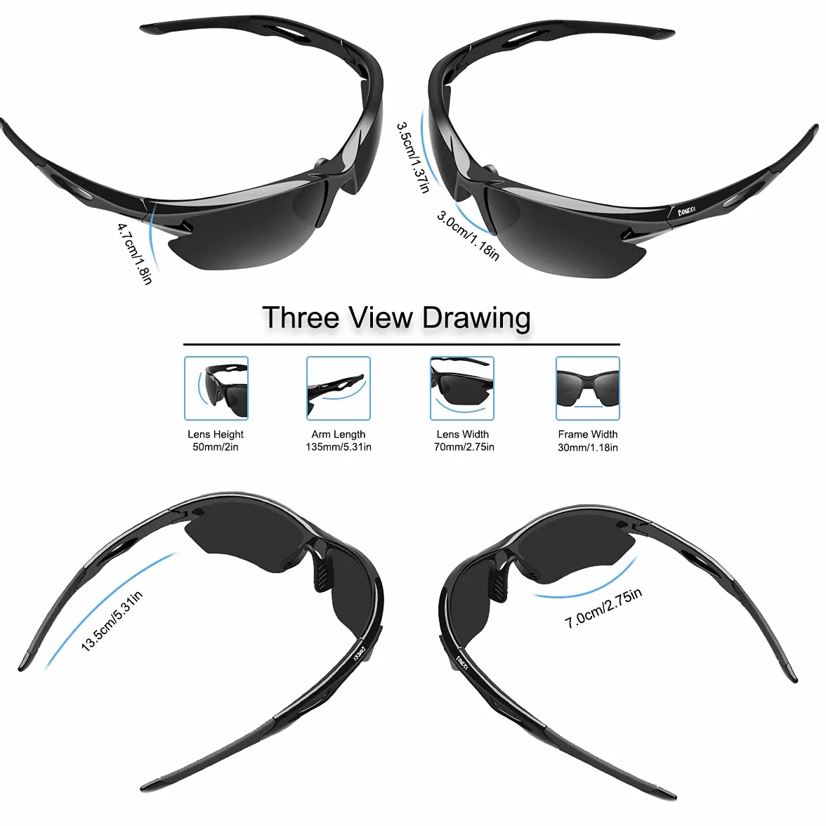 Lunettes de Soleil Sport Polarisée UV400 TR90 Incassable Cyclisme Homme Femme