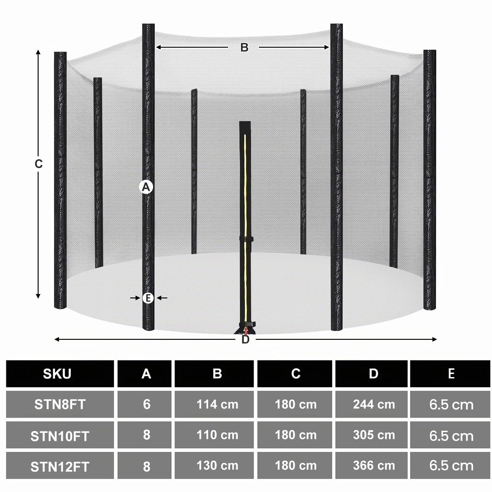 SONGMICS Filet de Remplacement pour Trampoline Rond Ø 244 305 366 cm, Filet de Sécurité