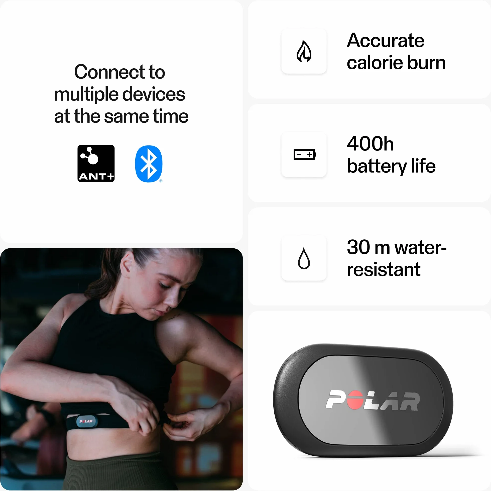 Polar H9 Heart Rate Sensor Ant Plus Bluetooth Waterproof HR Monitor Soft Chest Strap