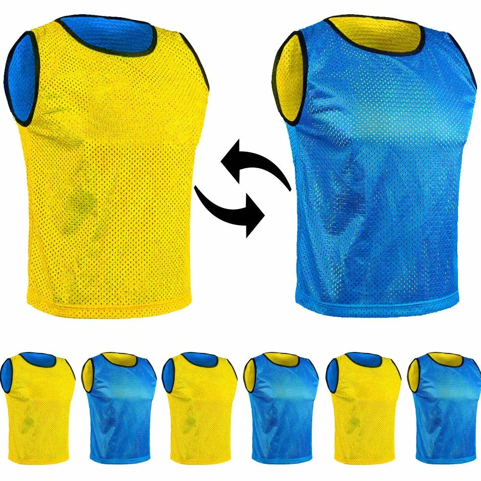Chasuble réversible Football 6 Gilets Double Face Maille Scrimmage Training Juniors Adultes M L XL