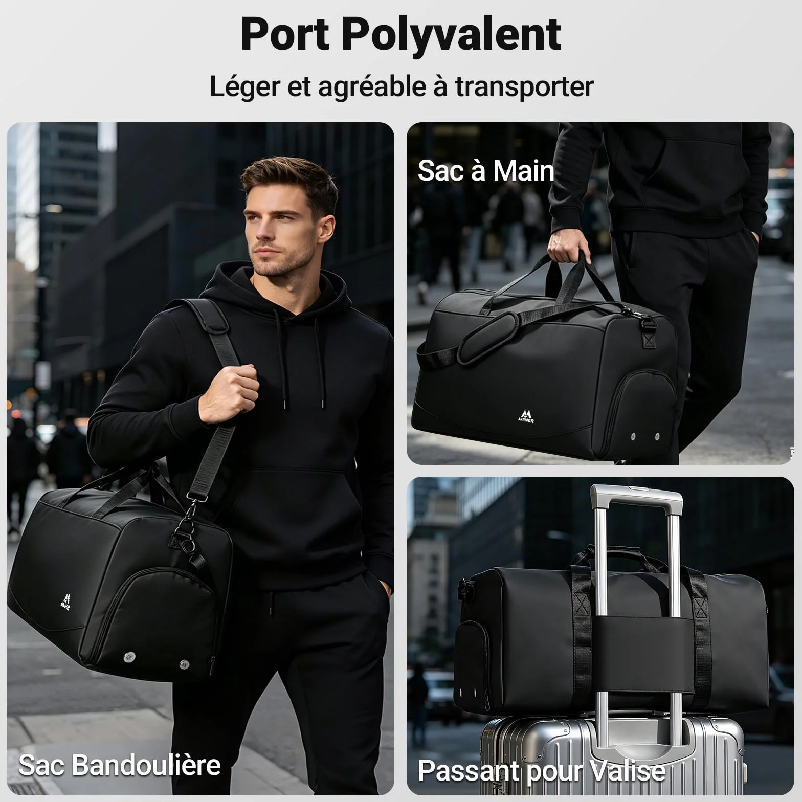 Sac de Sport Homme 57L avec Compartiment à Chaussures Séparé et Poche Imperméable