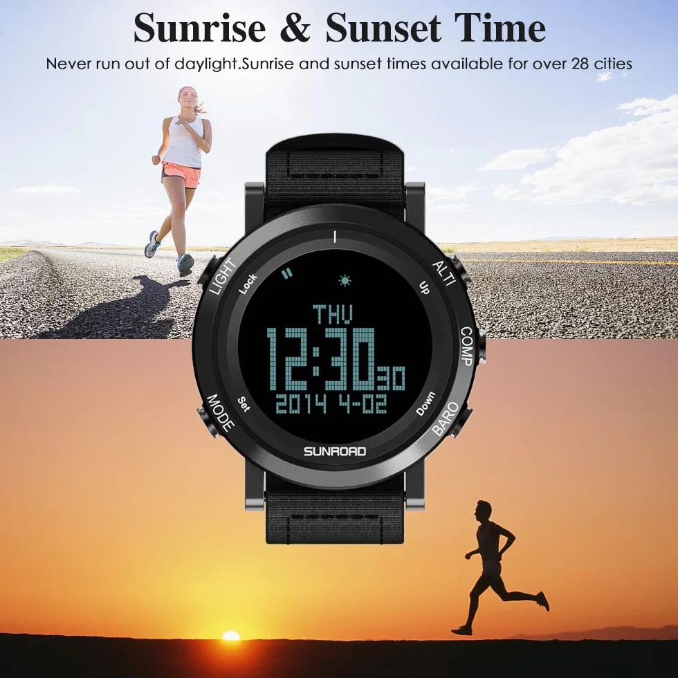 ERYUE Montre Multifonctionnelle Baromètre Altimètre Boussole Thermomètre Prévisions Météorologiques Résistant à l'Eau 50 Mètres Sports Plein Air