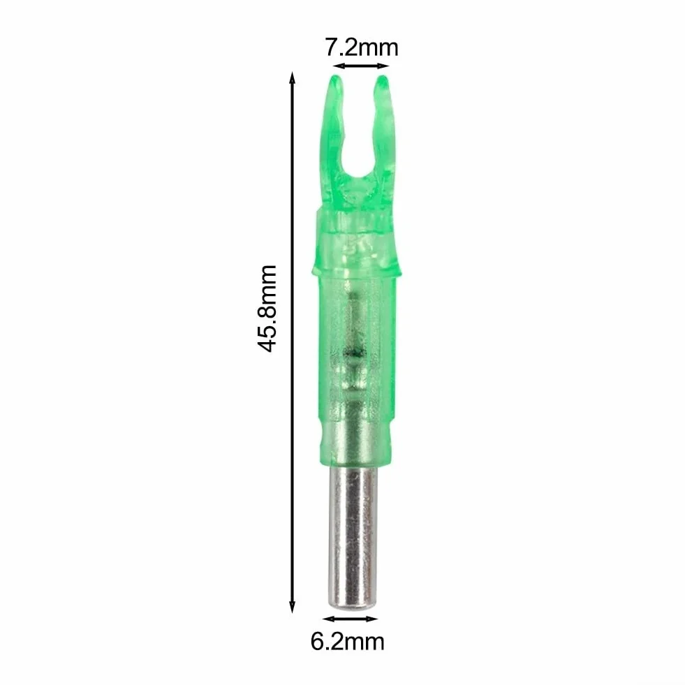 Lot de 6 encoches lumineuses à LED 6,2 mm pour tiges aluminium carbone chasse nocturne cible vert