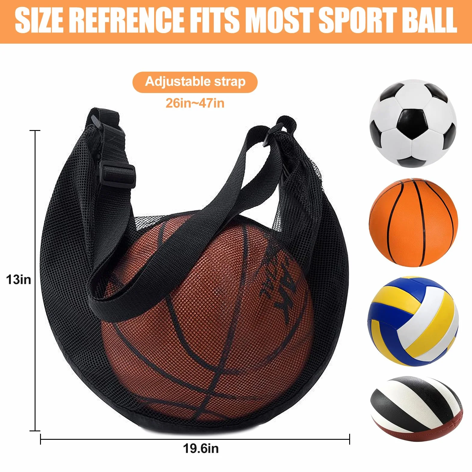 Sac à Dos de Basketball Grand Capacité Filet Ballon Football Tennis Volleyball Rugby