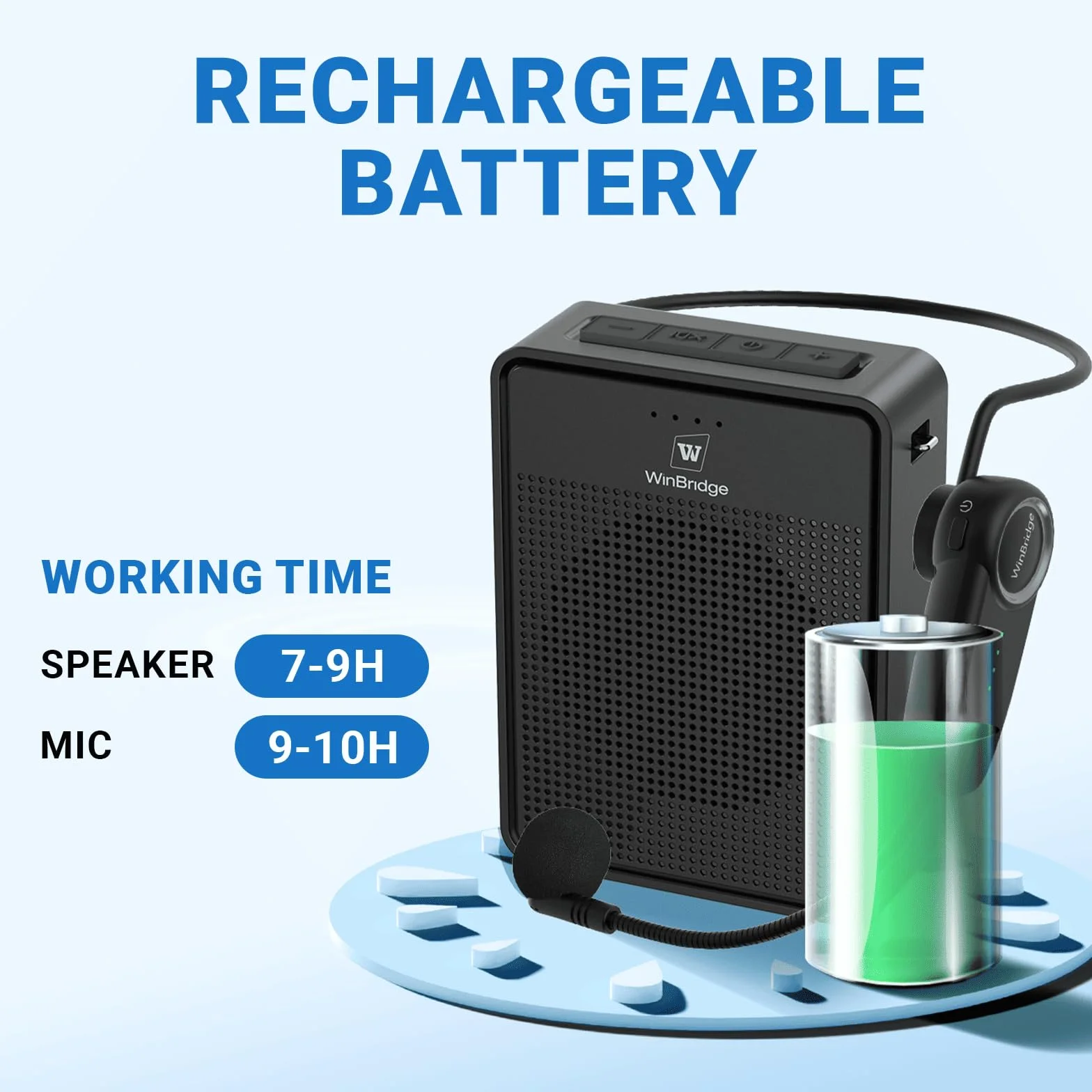 Amplificateur de voix sans fil 15 W avec microphone Bluetooth, haut-parleur mégaphone portable pour enseignants