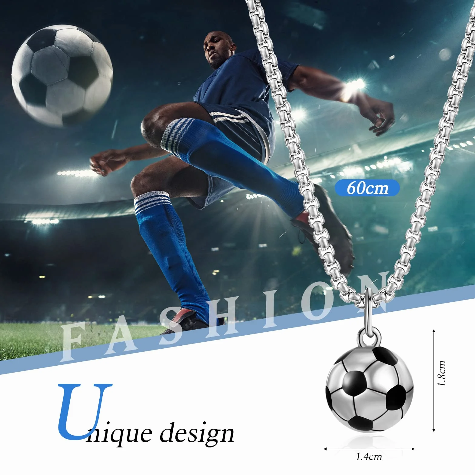 Collier de Football en Acier Inoxydable Cadeaux pour Filles Garçons Enfants Argent Chaîne Pendentif