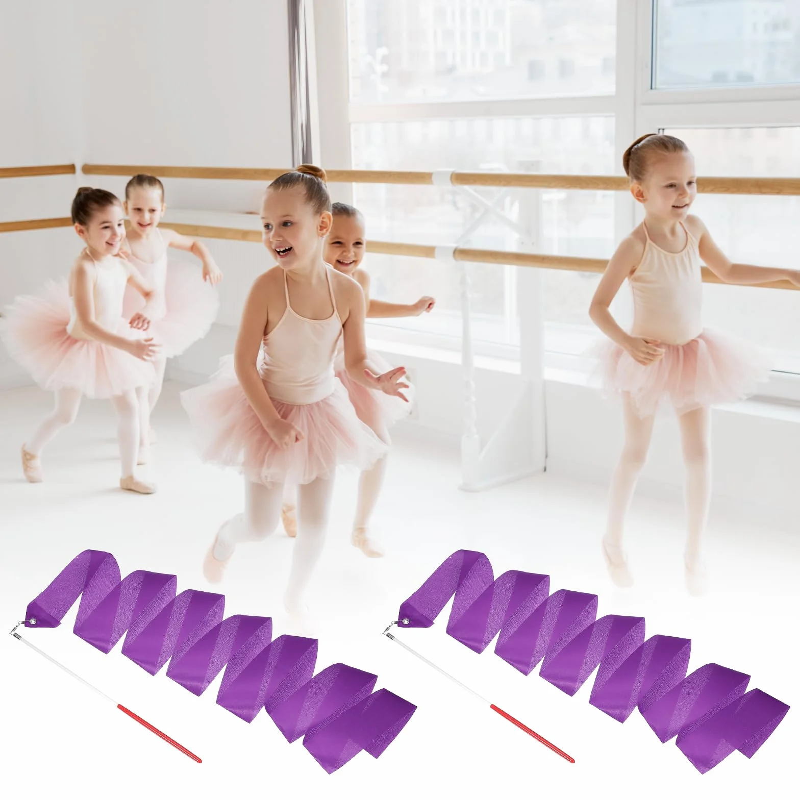 QUARKZMAN 78.7" Rubans De Gymnastique Rythmique Violet Foncé