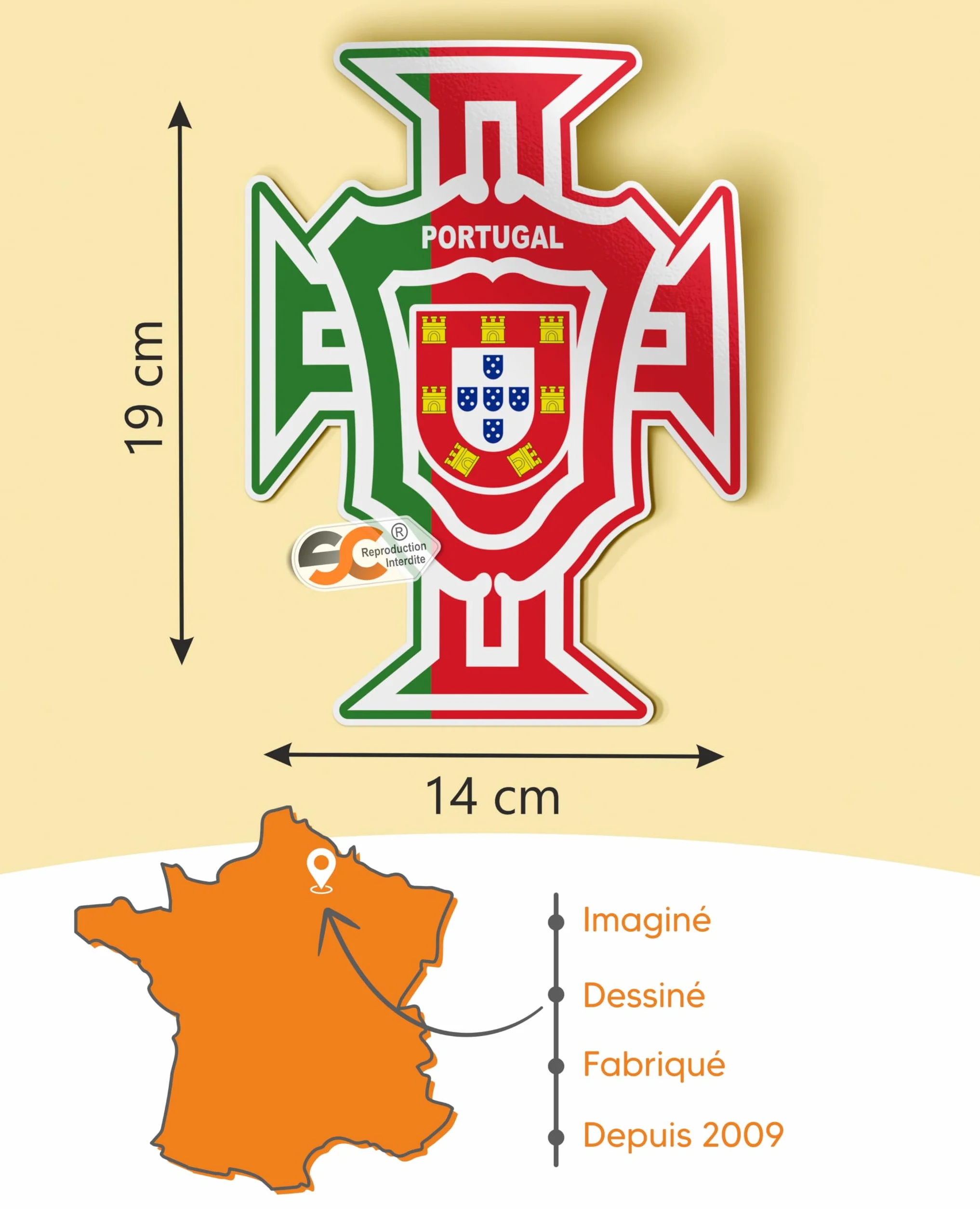 SC Portugal Autocollant Blason Drapeau Football