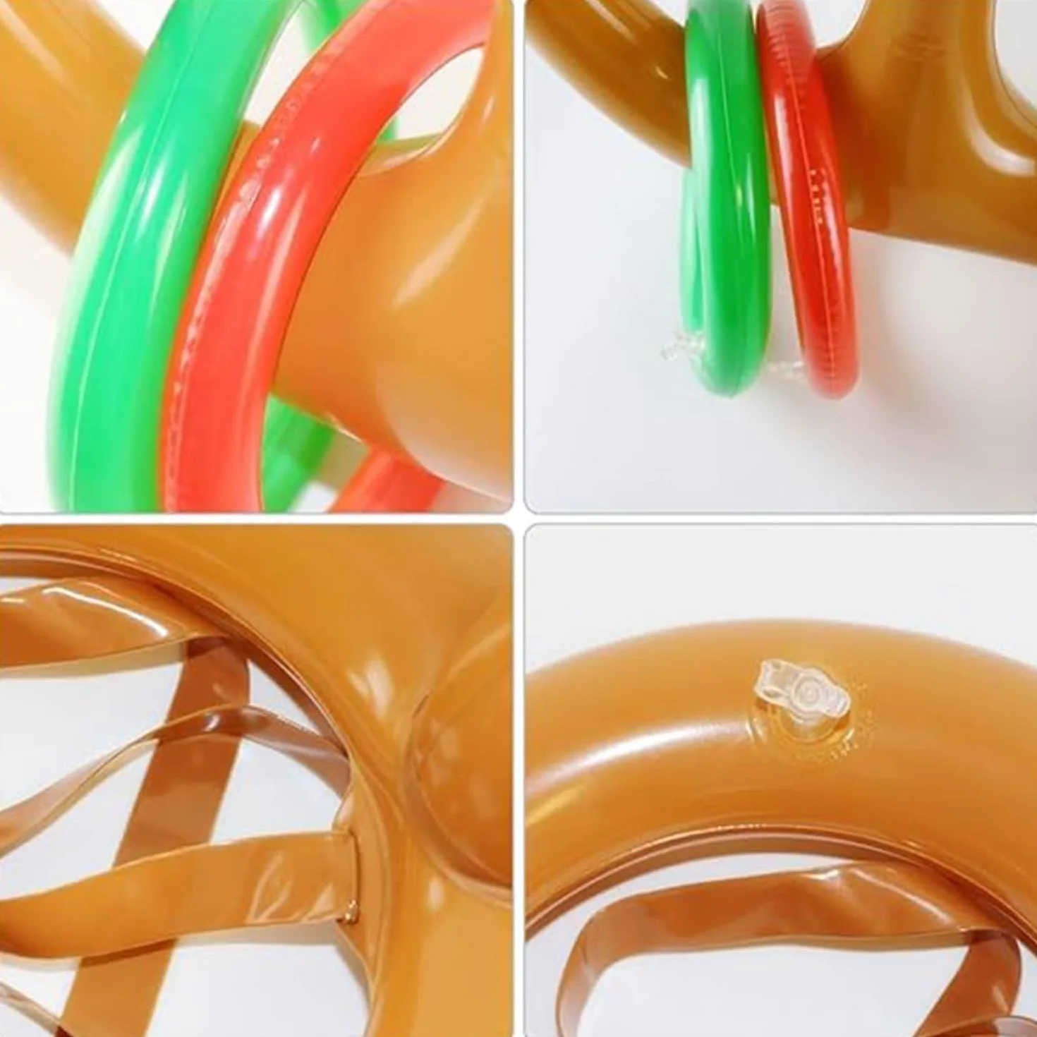 Jeux Gonflable de Noël 11 PCS Jeu de Lancer d’Anneaux en Bois de Renne