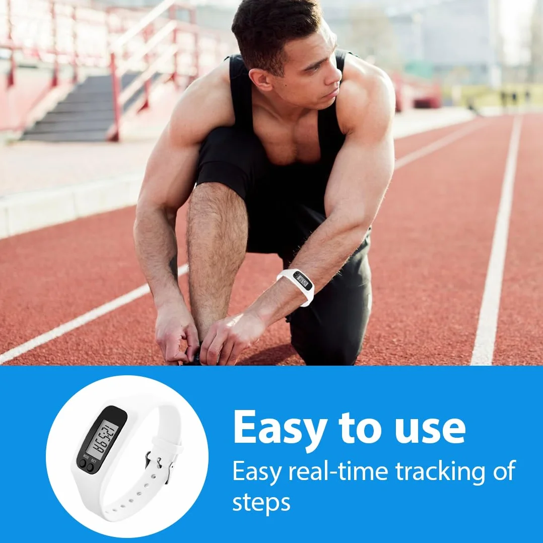 Montre Podometre Silicone Podomètre Sport Fitness Unisexe Blanc