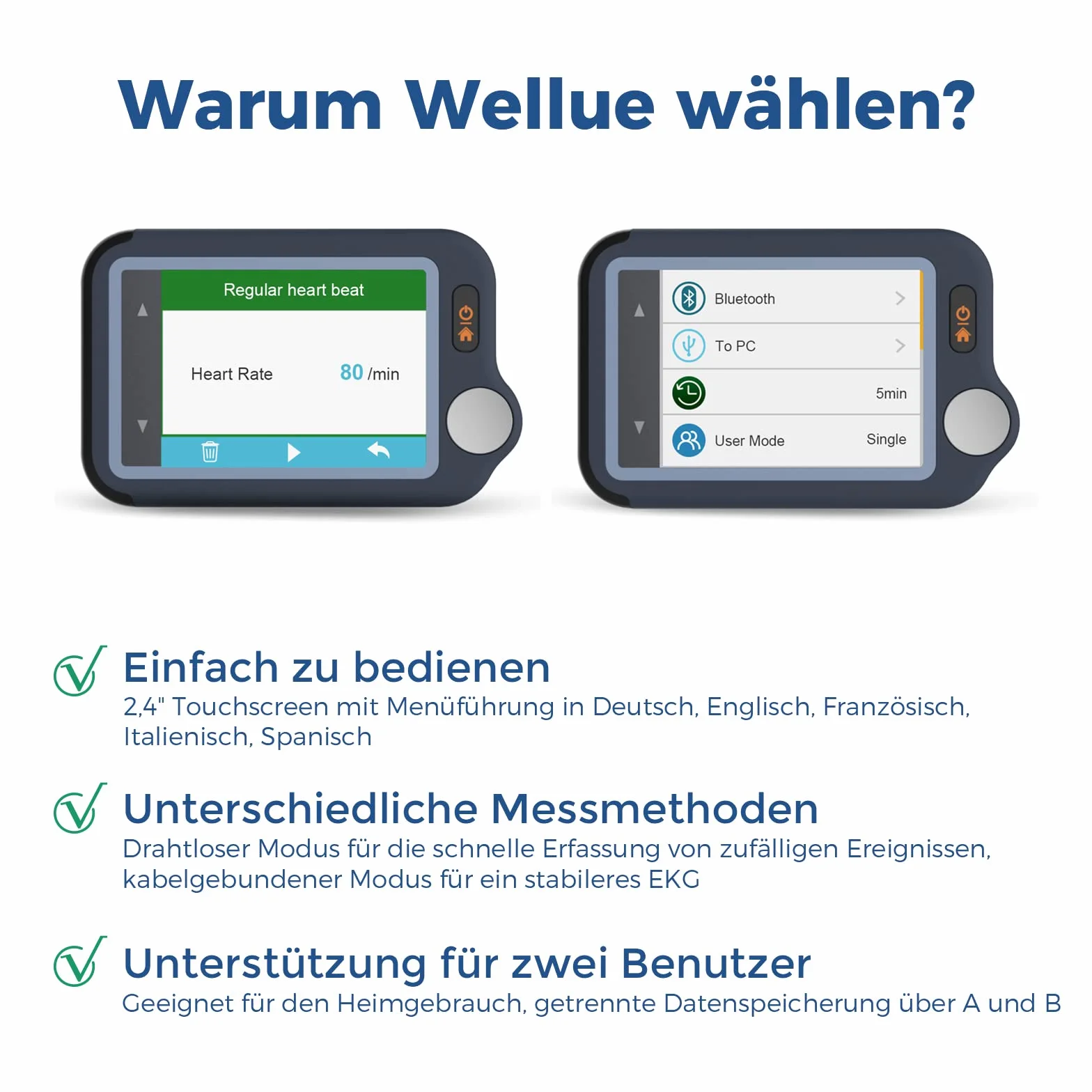ViATOM Appareil ECG Portable – Moniteur ECG Bluetooth avec Affichage en Temps Réel et Mémoire Illimitée