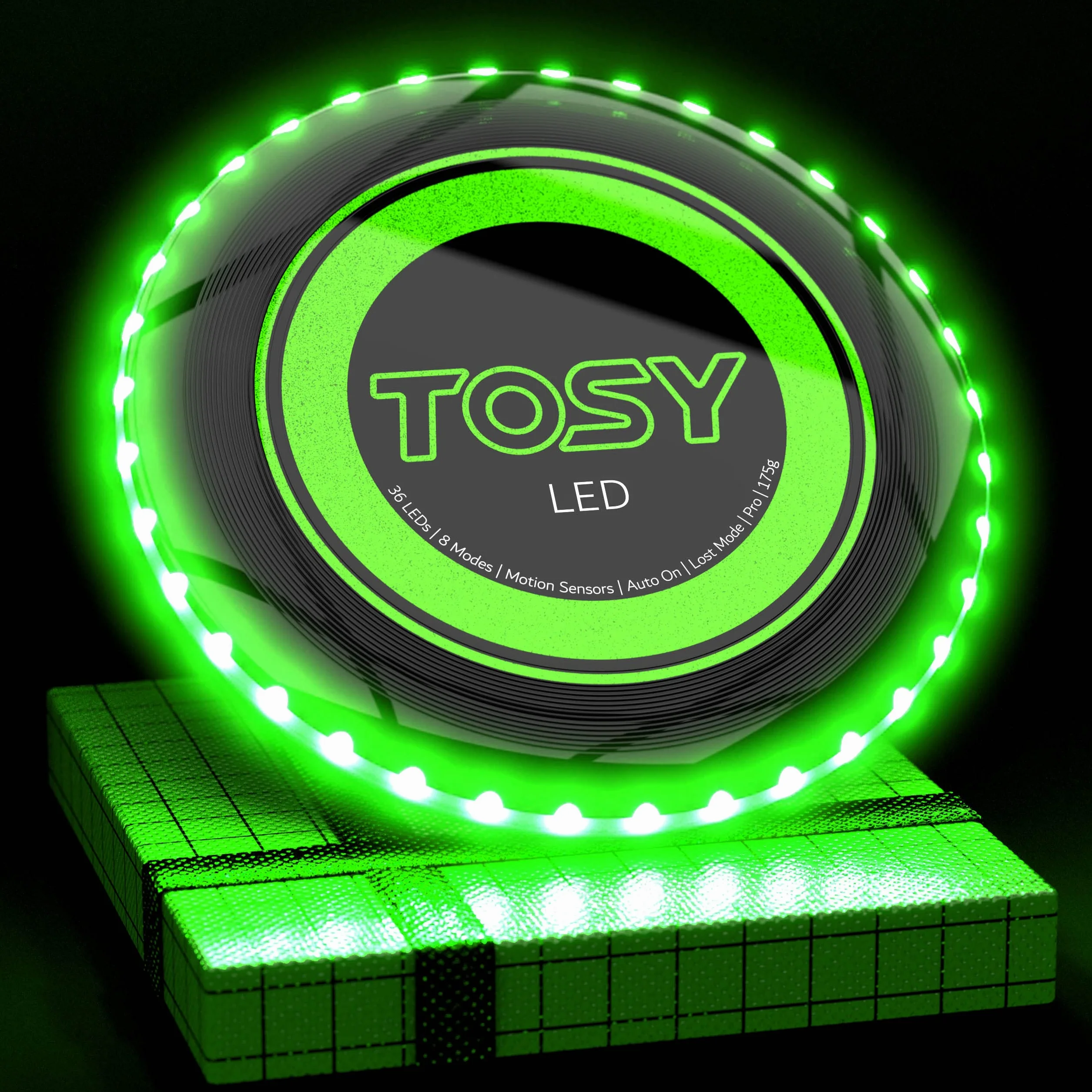 TOSY Frisbee 175g Disque Volant 36 LED Lumineux Rechargeable Auto on/Off