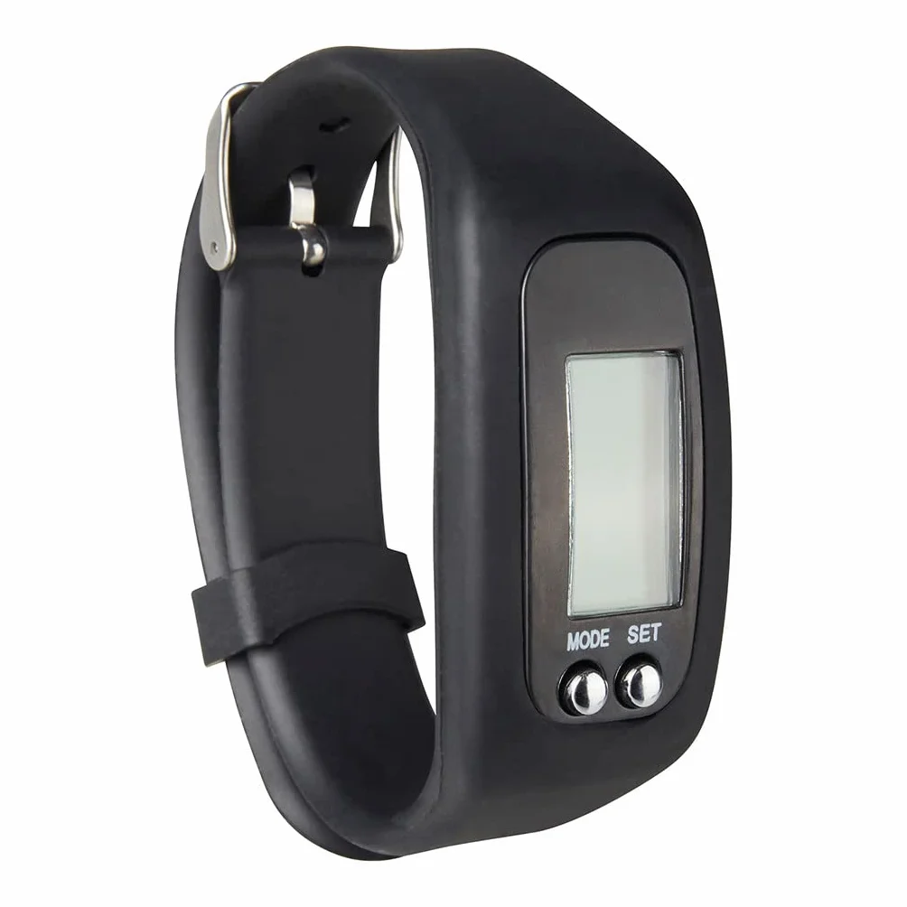 UPFIT Montre podomètre Ecran LCD Couleur Noire Indique heure distance calories pas Bracelet Silicone