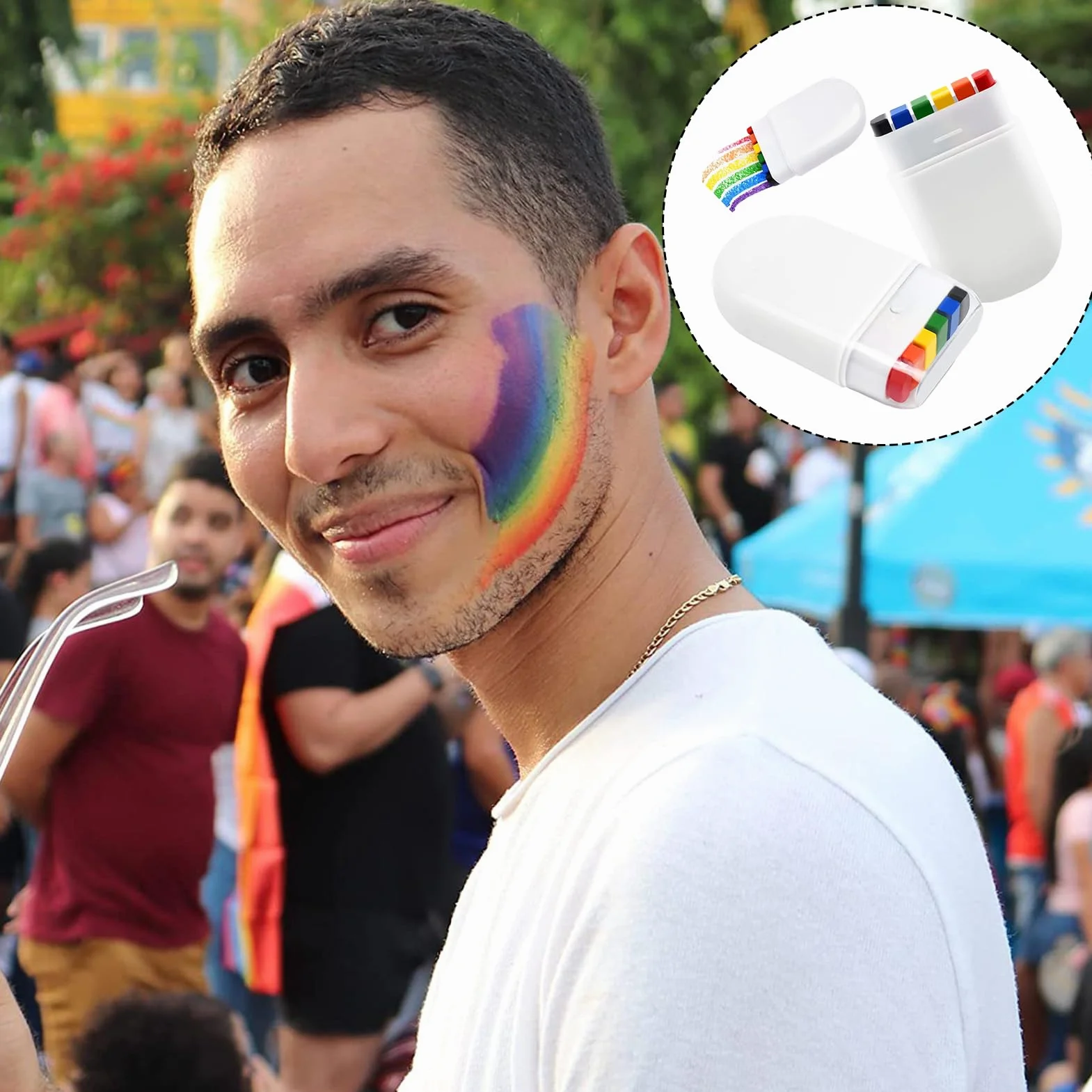 Ensemble d'accessoires de défilé du mois de la fierté LGBTQ avec peinture faciale, éventail pliable et sac réutilisable