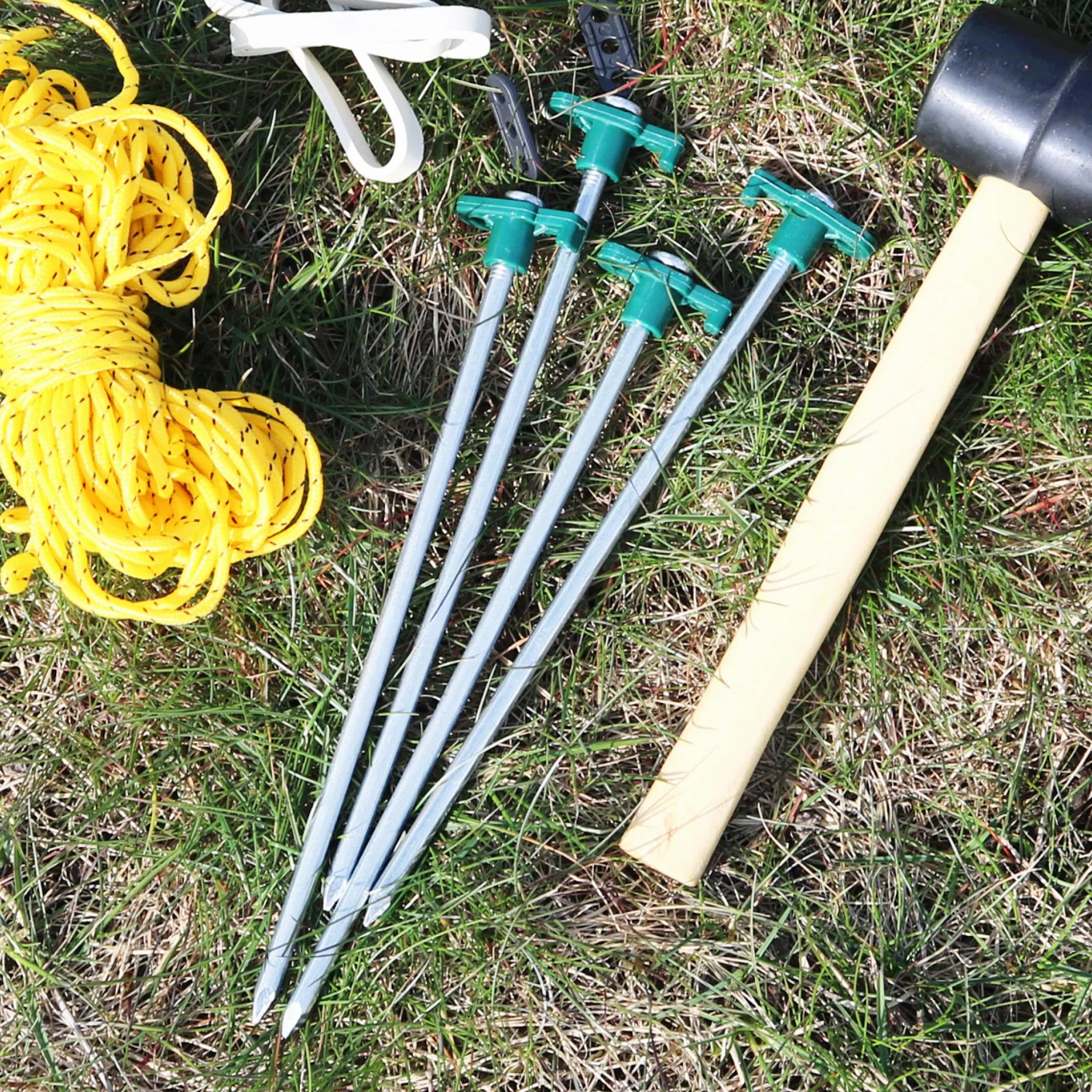 Piquets de Tente en Acier 250x7mm pour Camping - Lot de 16