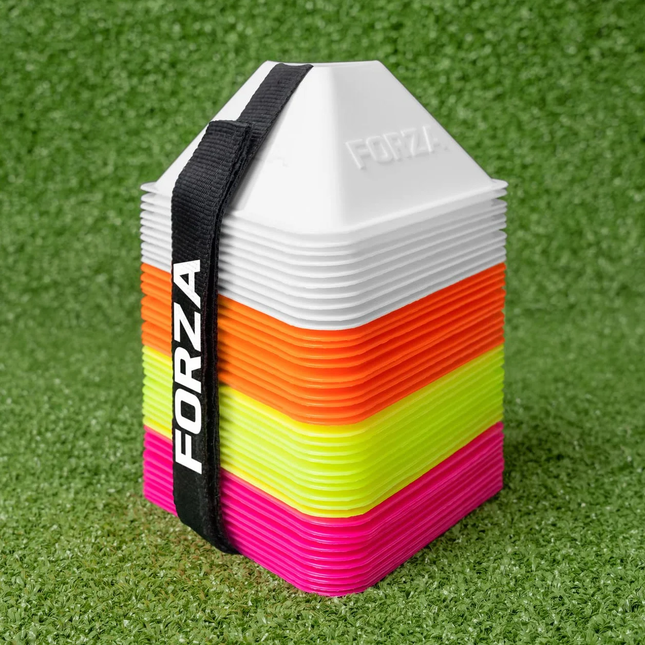 FORZA Mini Plots Triangulaires - Pack de 40 Cônes de Football Couleurs Vives pour Entraînement