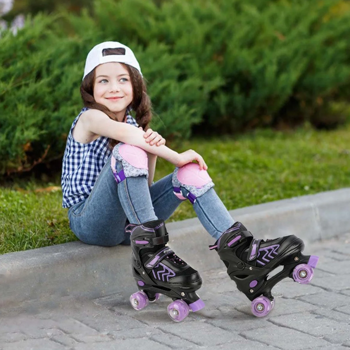 Patins à roulettes réglables pour Enfants avec Roues Lumineux Rollers Quad Filles Garçon