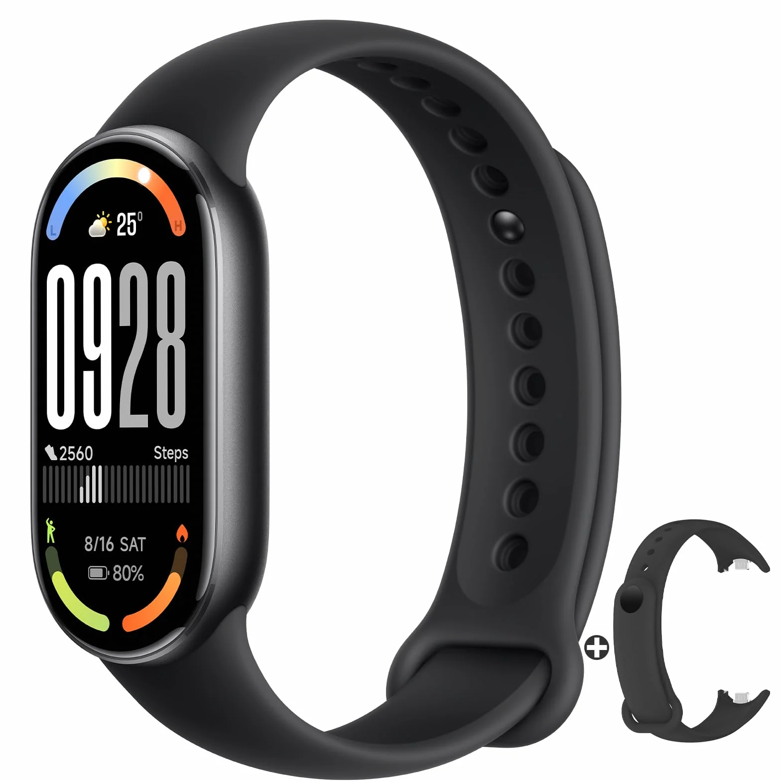Xiaomi Smart Band 10, écran AMOLED 1,72", 60 Hz, autonomie 21 jours, SpO2, fréquence cardiaque, 5 ATM, Noir
