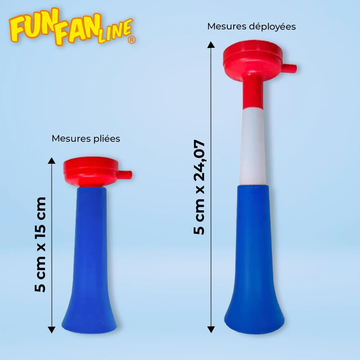 Pack x3 Trompettes en Plastique Vuvuzela pour Football Célébrations Sportives Avertisseur Sonore