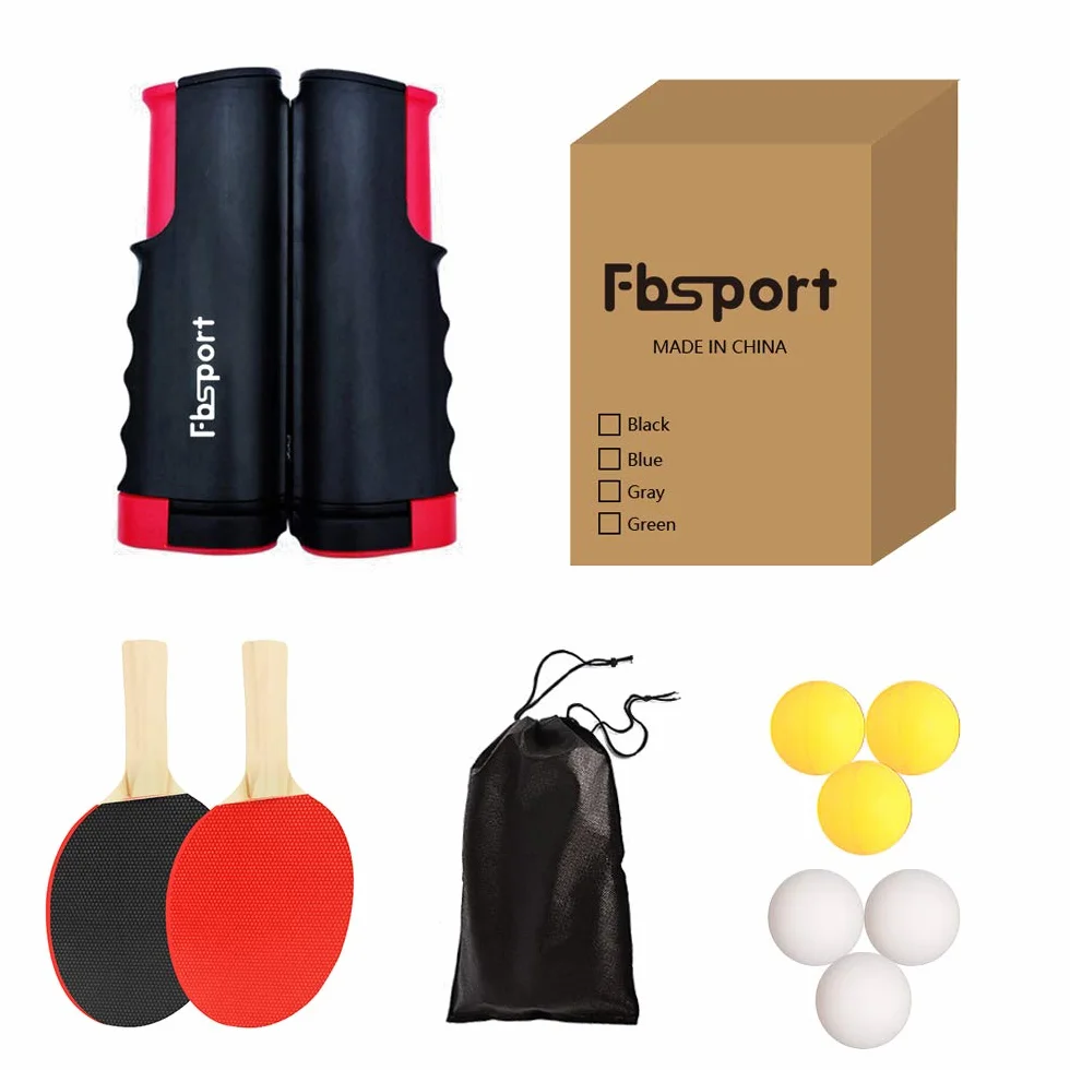 FBSPORT Filet Ping Pong Set de Tennis de Table avec 2 Raquettes et 6 Balles