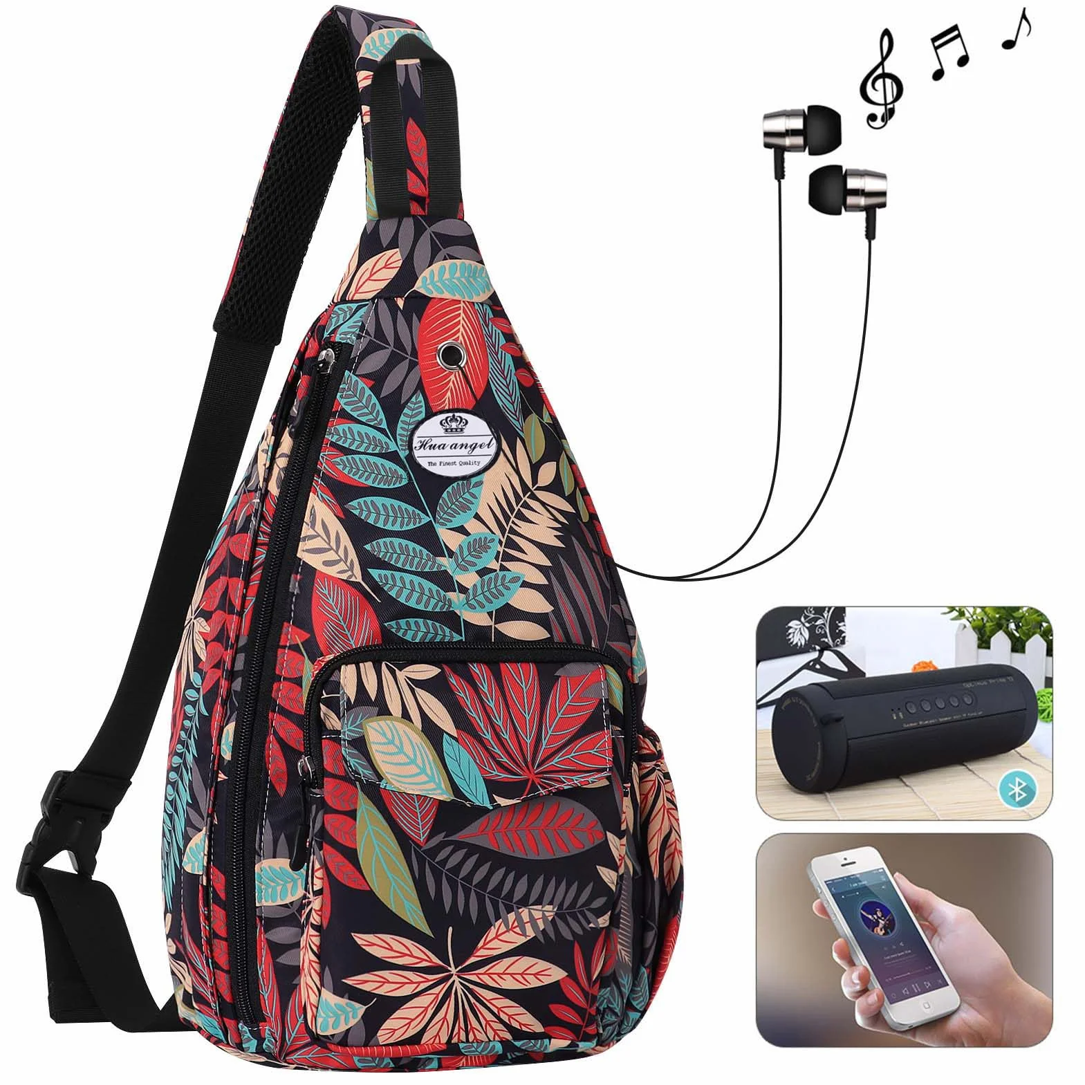 HUA ANGEL Sac Bandoulière Anti-vol Nylon Homme Femme Voyage Travail Cyclisme Moto Running Gym
