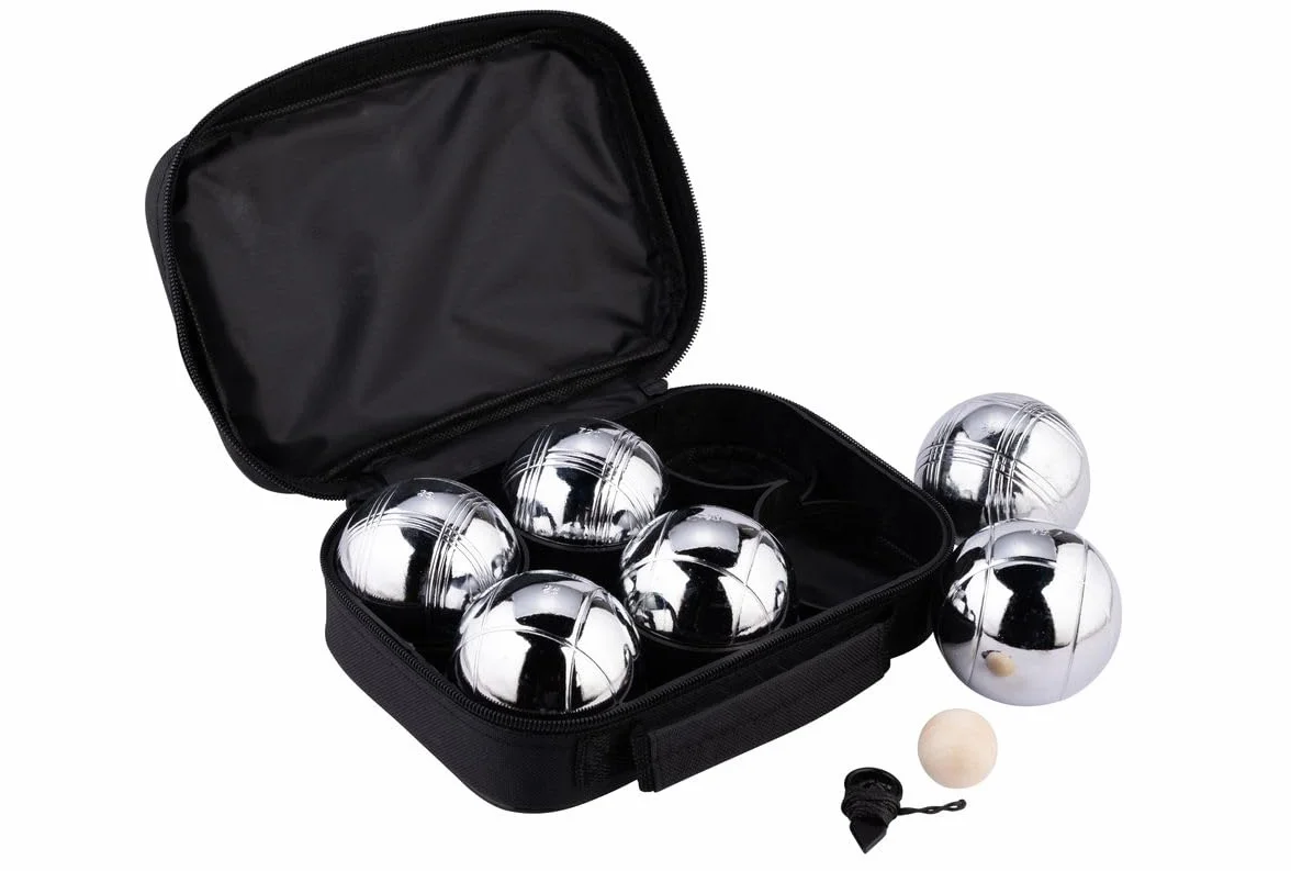 Sacoche de 6 boules de pétanques chromées - jeu d'adresse plein air