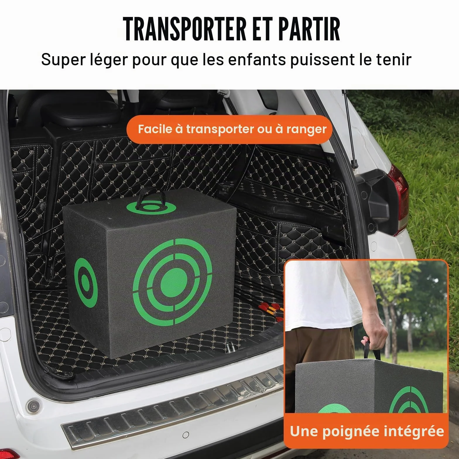 VEVOR Cible de tir à l'arc 40,6 x 45,7 cm Tout côté Portable avec poignée de Transport