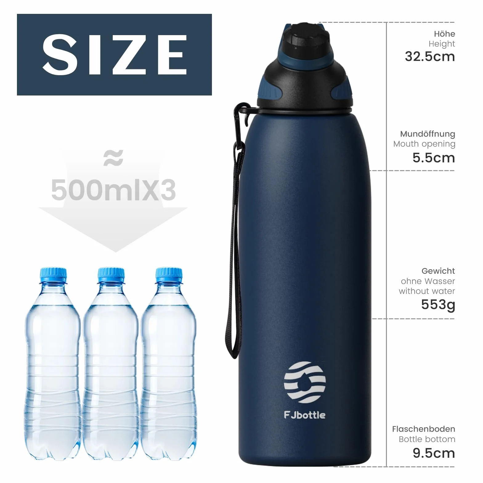 Gourde Isotherme avec Couvercle Magnétique - Bouteille Inox sans BPA 400ml-1.5L pour Sport, Gym, Voyage