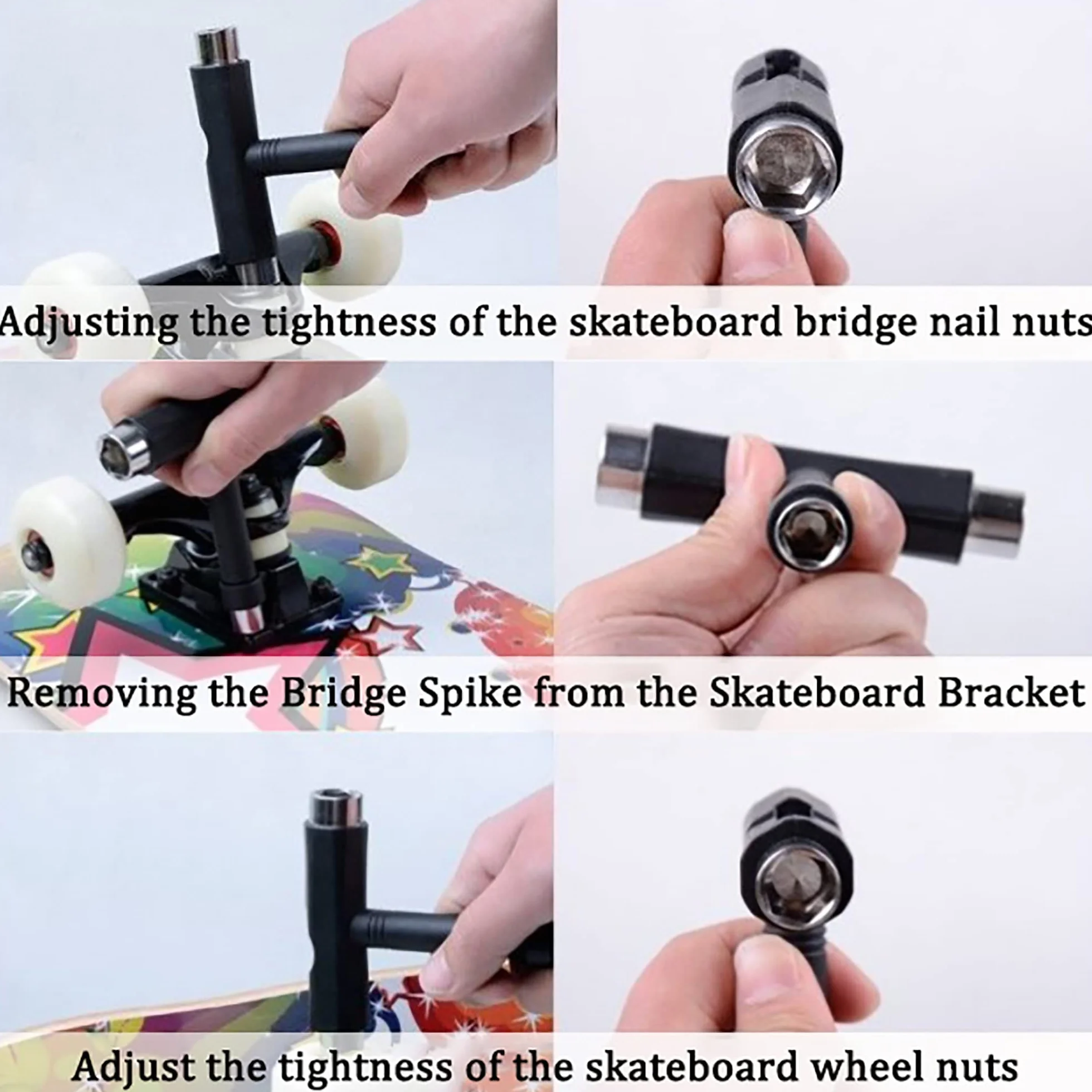 Deecam Outil de Skateboard Multifonction en Forme de T avec Clé Allen et Tournevis Cruciforme