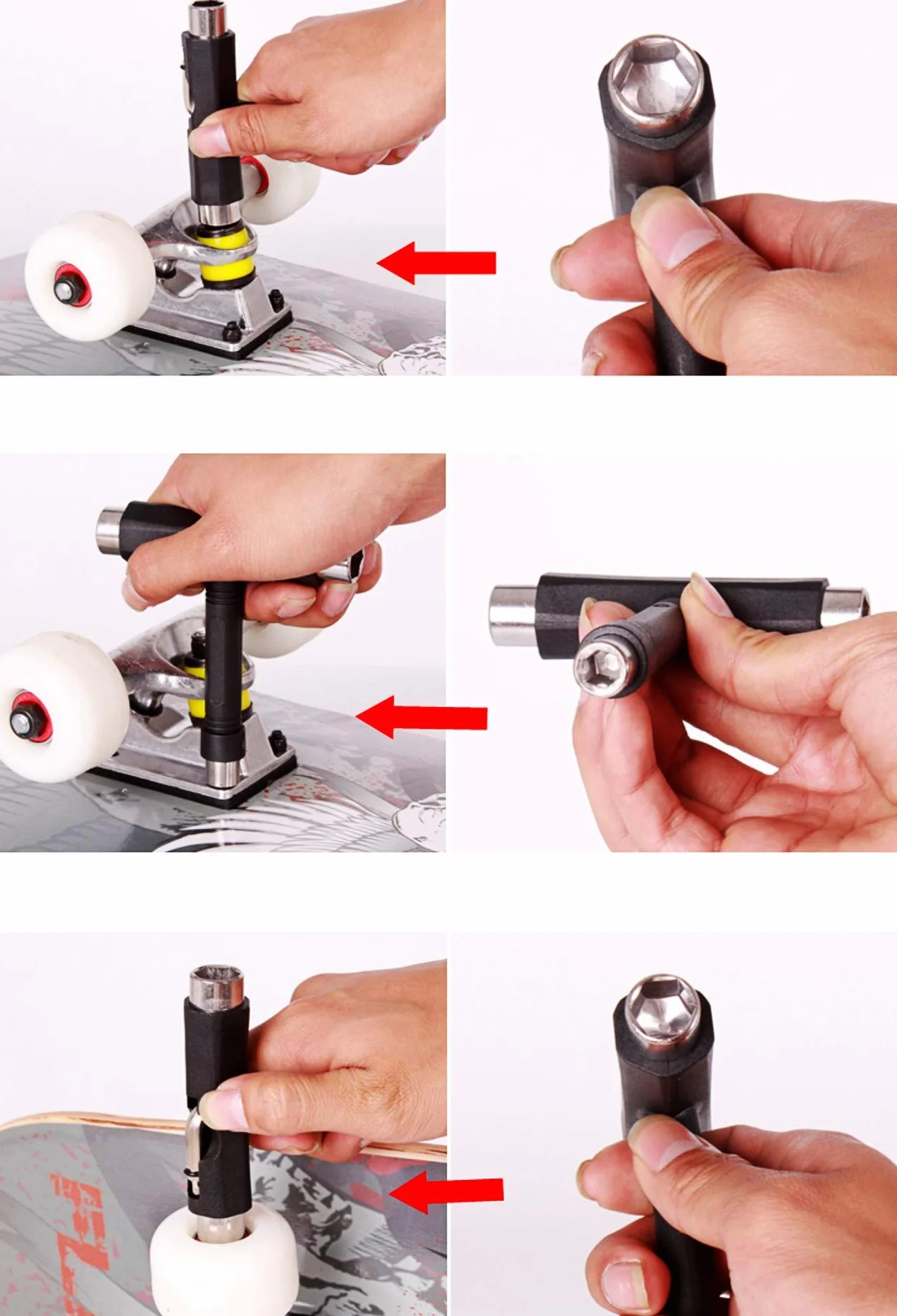 Lot de 2 Outils de Skate T Multifonctionnel Portable avec Clé Allen pour Planche à Roulette Longboard Patin à roulettes Penny Scooter