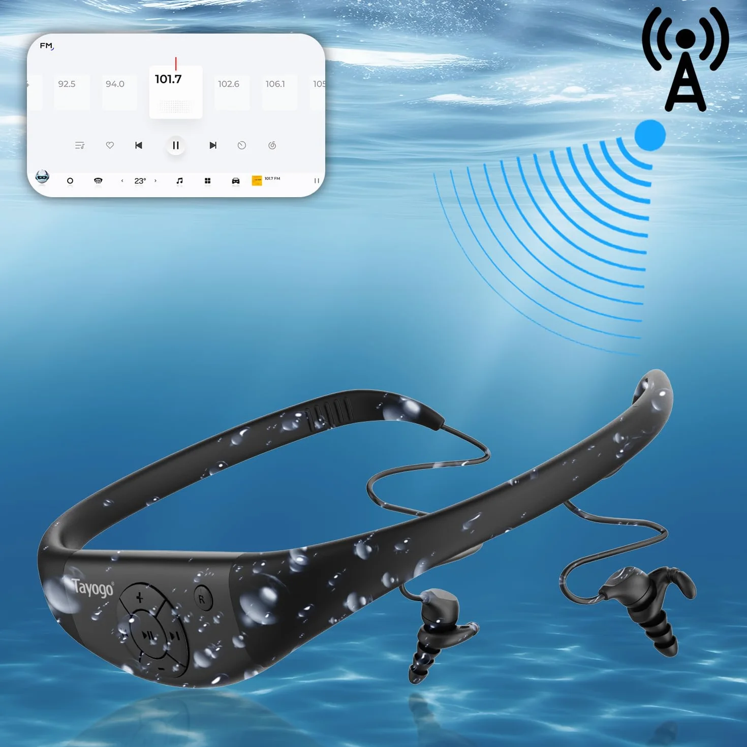Tayogo Écouteur Natation Bluetooth 5.3 IPX8 Mémoire 32G Lecteur MP3