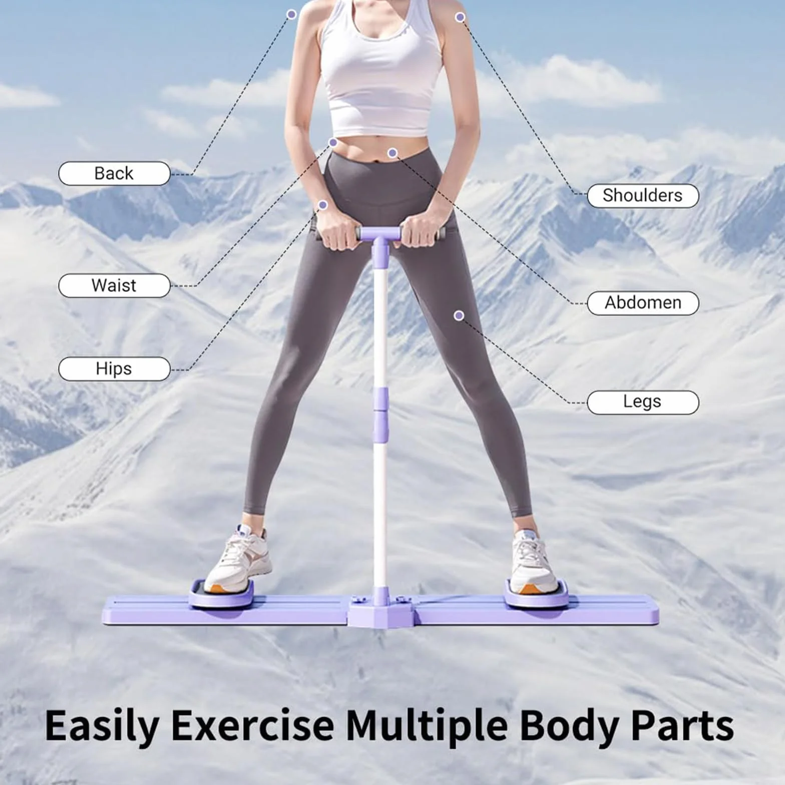 Entraîneur de ski pliable avec poignée - Machine d'exercice musculaire du plancher pelvien et des hanches