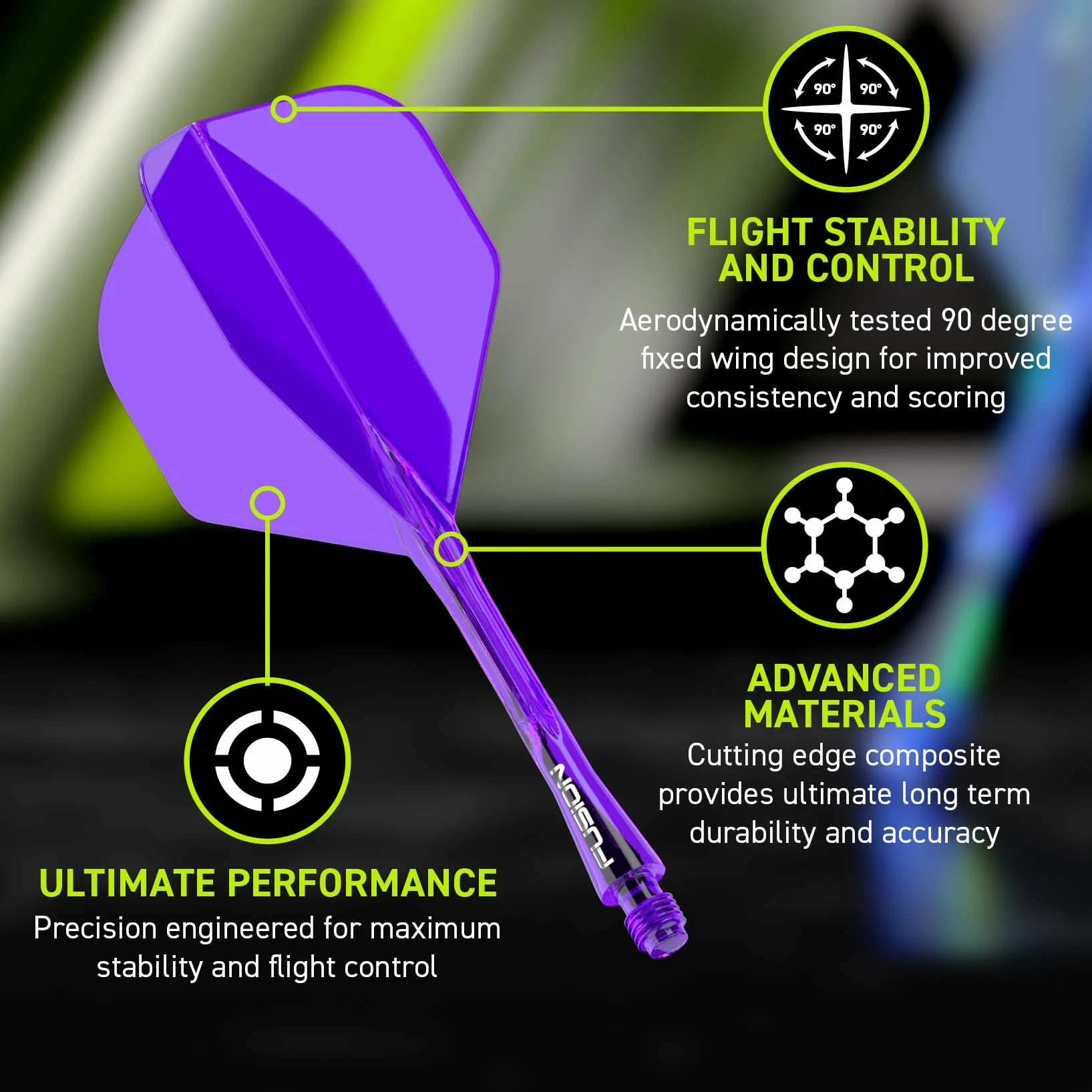 WINMAU Darts Fusion Système intégré de vol et d'arbre No.2 Forme et Design