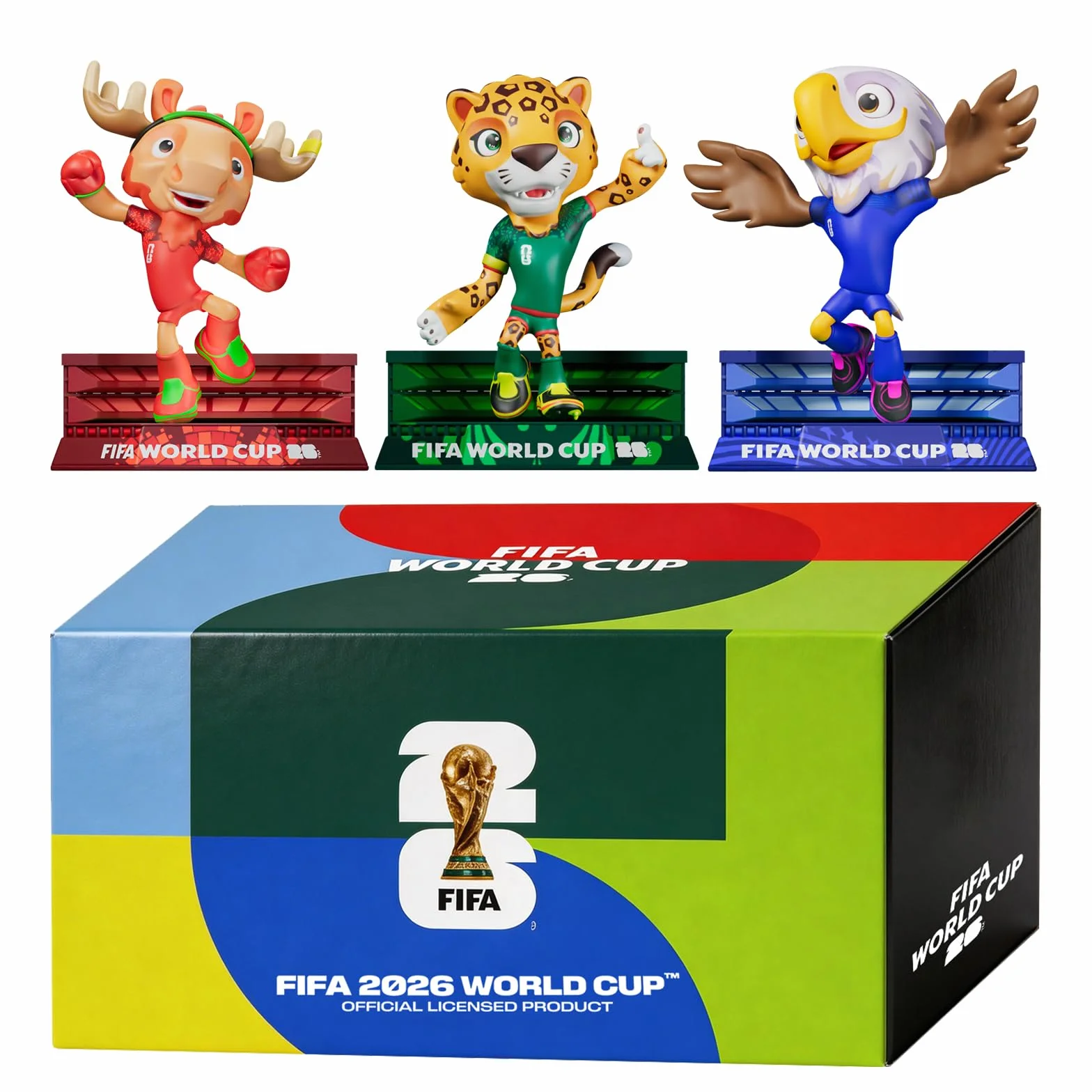 Sanyetral FIFA World Cup 2026 3PCS Figurines de Mascottes Multicolore, Clutch, Zayu, Maple, Jeu de Court-B 6 cm