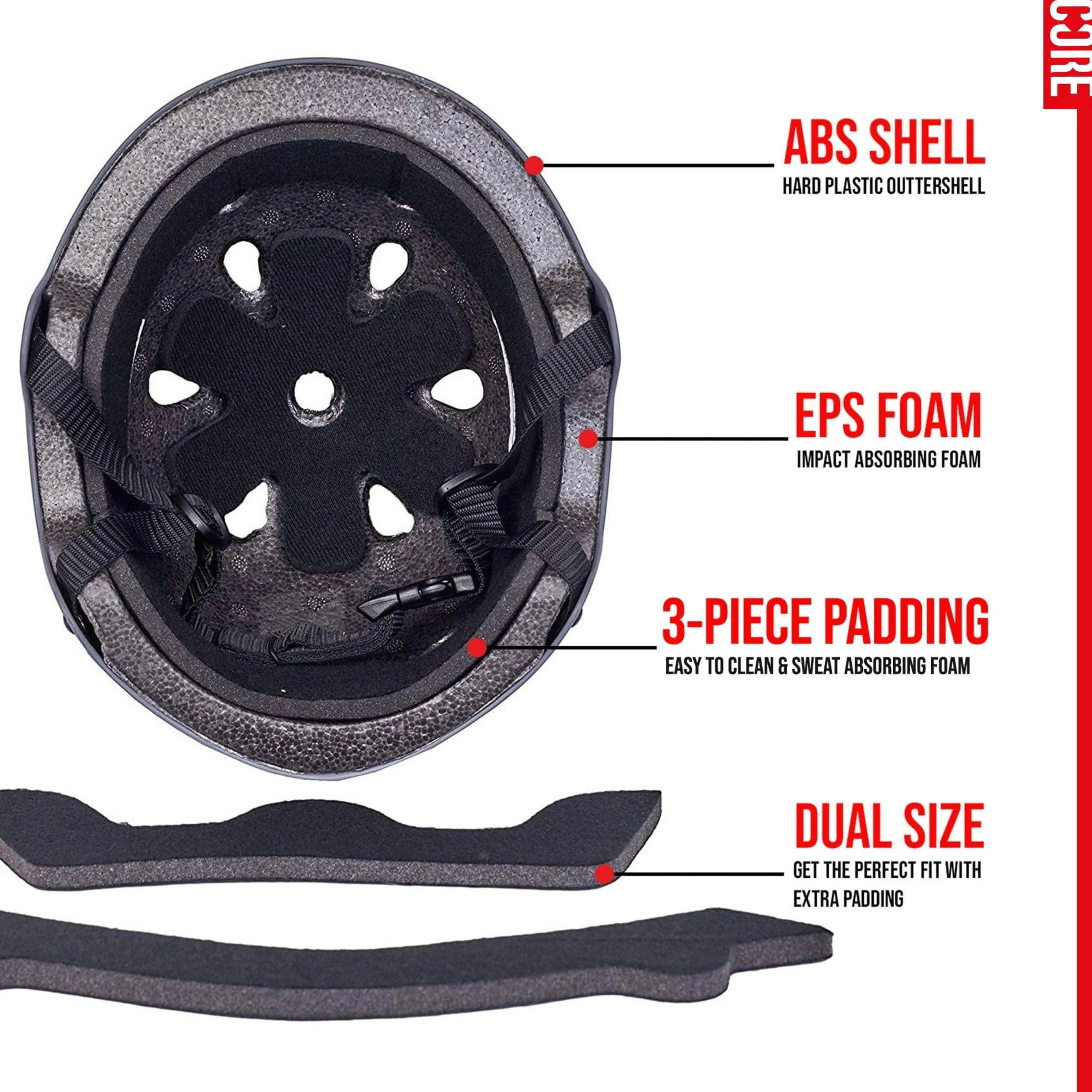 Core Casque de Protection Skate BMX Vélo VTT Roller Derby