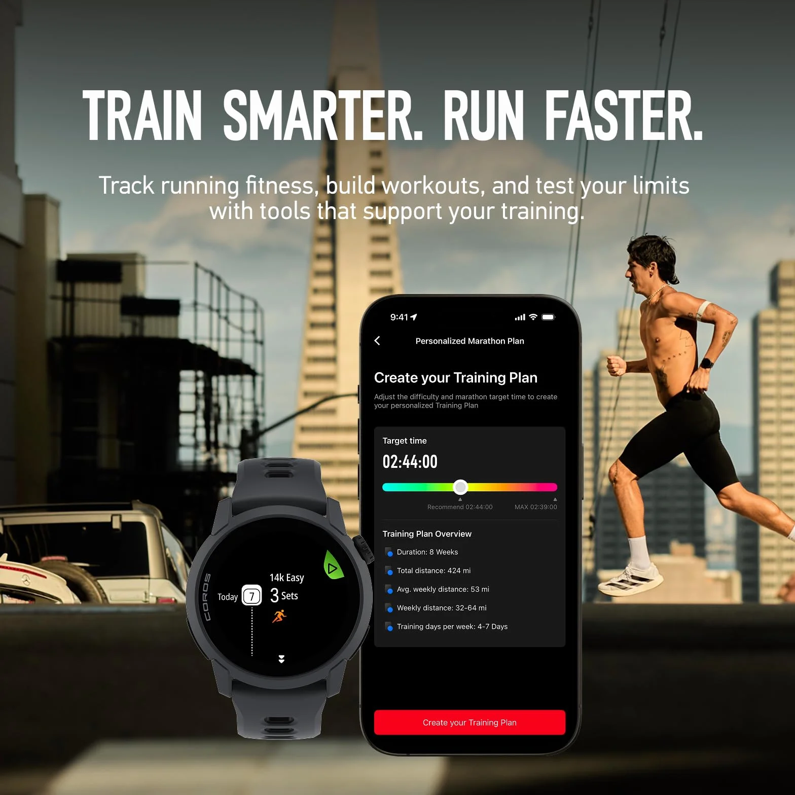 COROS Pace 4 Montre Sport Ultralégère Écran Tactile AMOLED 1,2" 32g Montre Running 19 Jours GPS Précision Plan d'entraînement