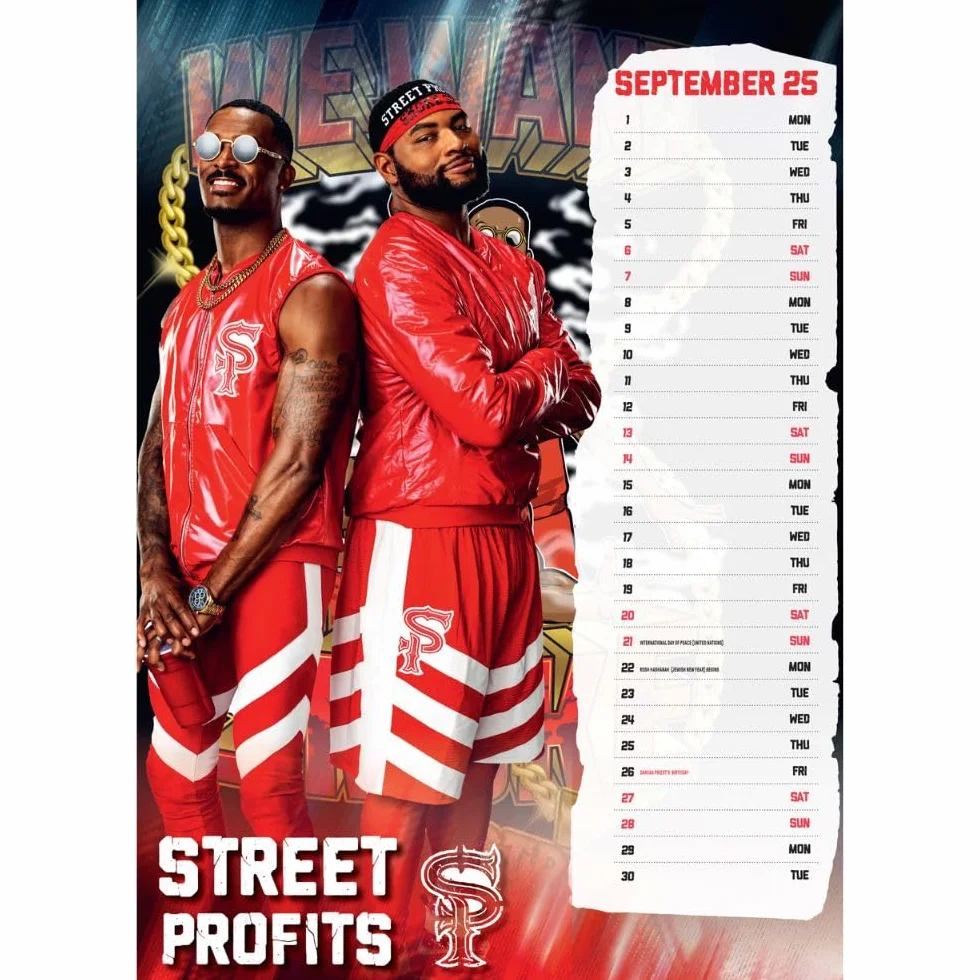 WWE Men A3 Calendar 2025
