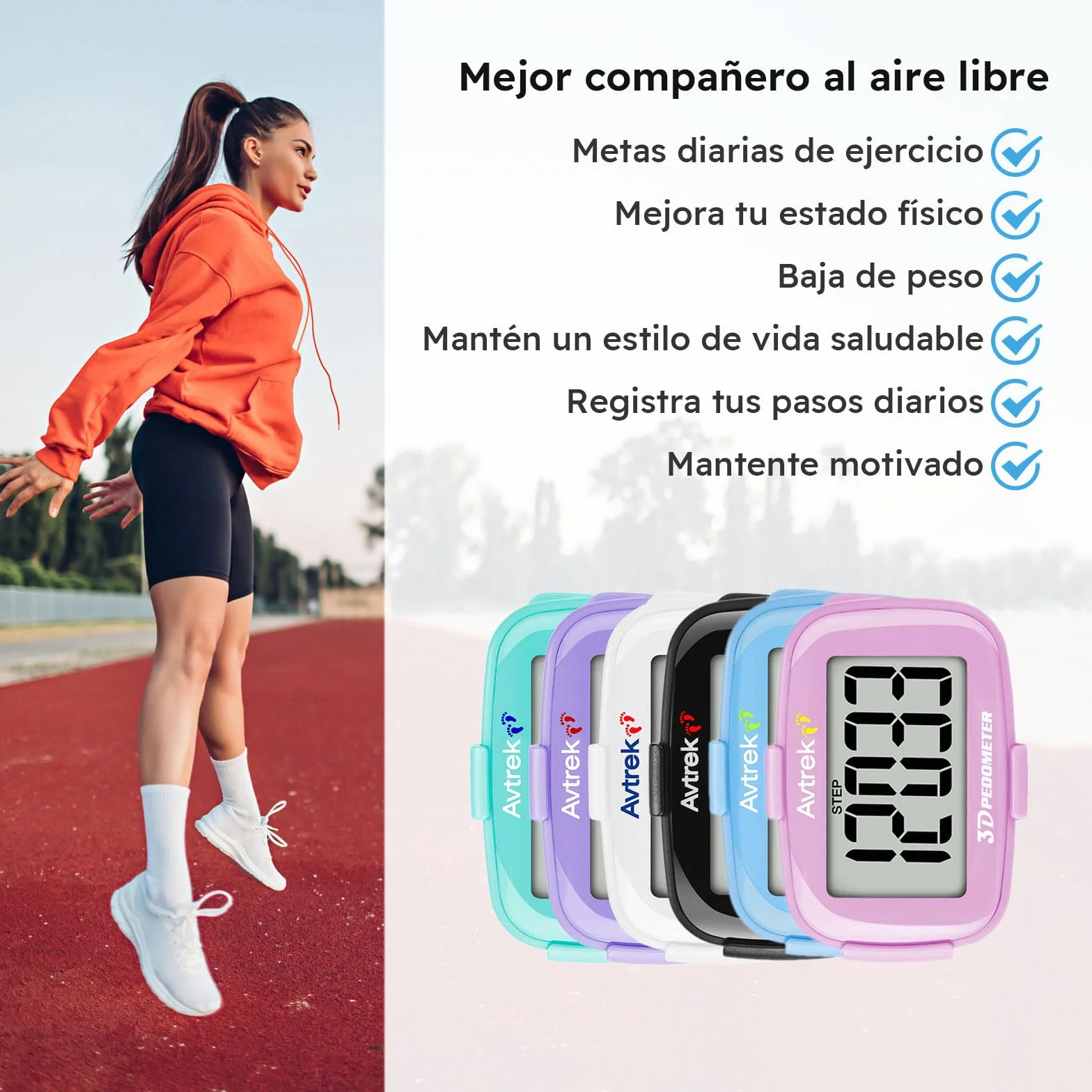 AVTREK Podomètre 3D Mini podomètre sans application sans Bluetooth pour marcher ou courir randonnée