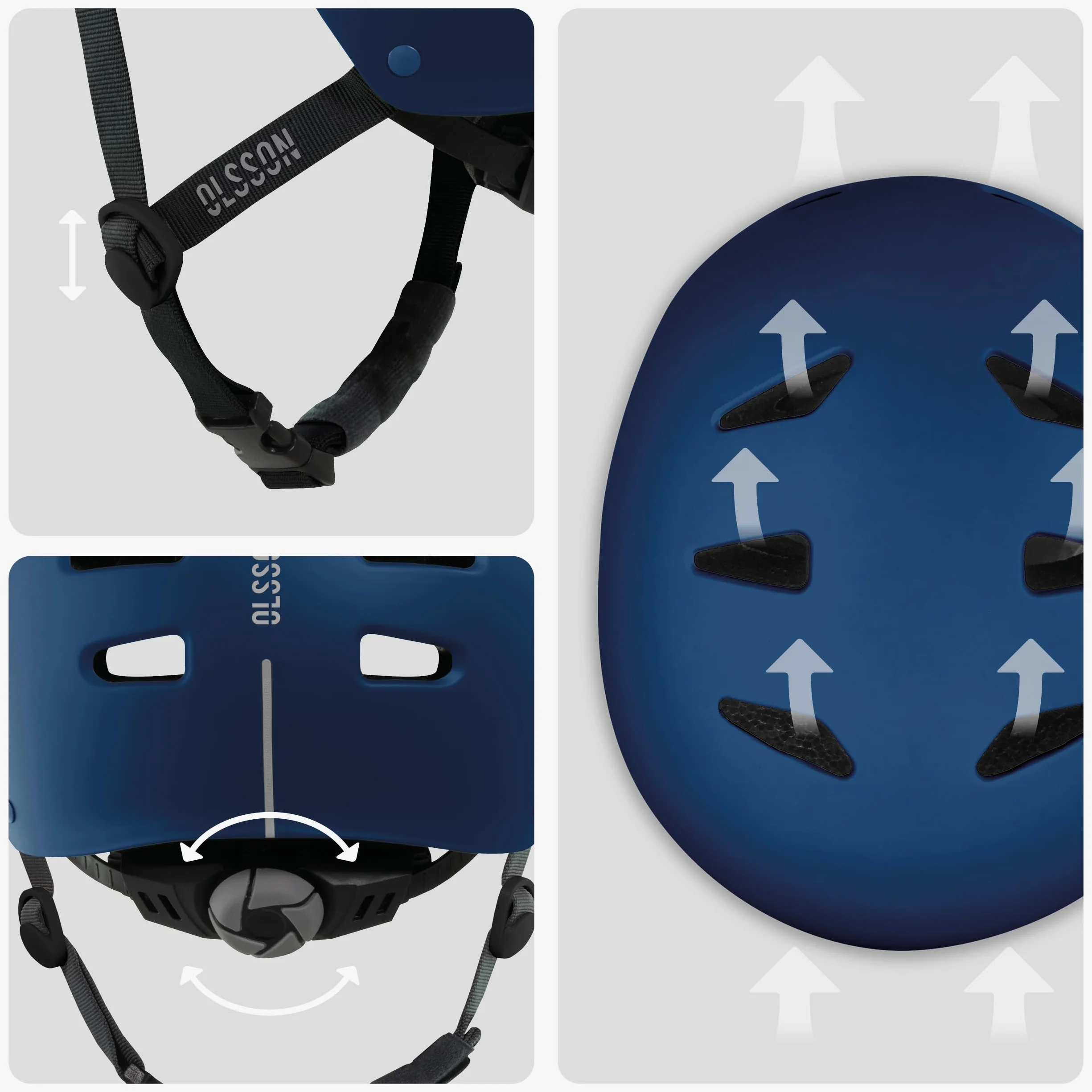 OLSSON Casque Urban Rider réglable résistant aux chocs 360° homologué Bleu S 54-58 cm